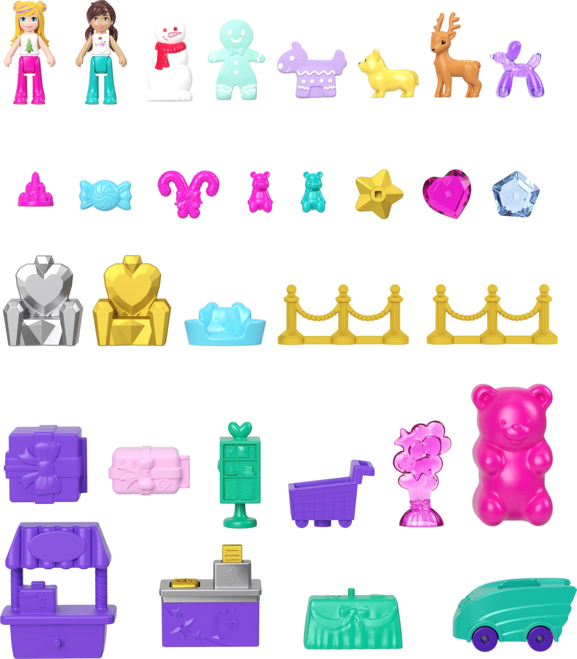 Polly Pocket Dolls Advent Calendar, Gingerbread House Playset with 24 Surprises, Dollhouse Furniture, Toy Car & Holiday Accessories - Medaid International