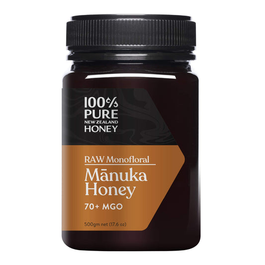 100% Pure New Zealand Honey - MGO 70+ Monofloral Mānuka Honey, 100% Pure New Zealand Raw Mānuka, 17.6 Ounce (500g) (Pack of 1) - Medaid International