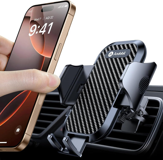 andobil Phone Holders for Your Car - Air Vent Phone Mount, Ultra-Stable Metal Clip with Anti-Shake & 360° Rotation, Universal Car Mount Fit iPhone 17/16/15/14/13/12 Pro Max/Android/Samsung Galaxy - Medaid International
