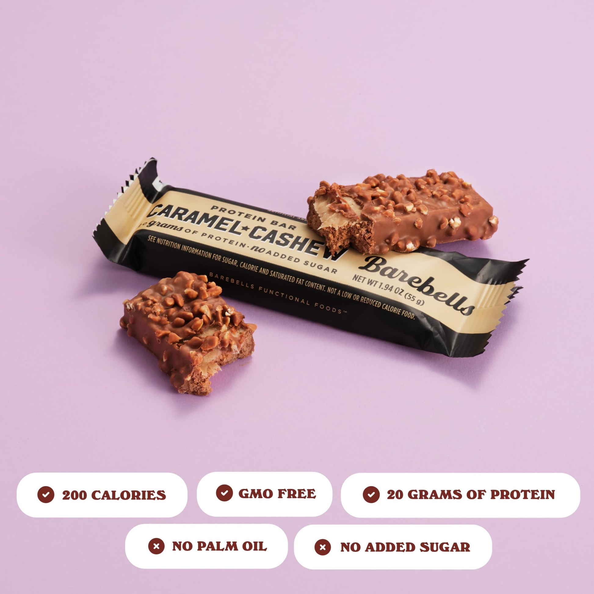 Barebells Protein Bars Caramel Cashew - 12 Count, 20g High Protein Treats - Chocolate Nutrition Bar with 1g Total Sugars - On-The-Go Breakfast or Post-Workout Snack - Medaid International