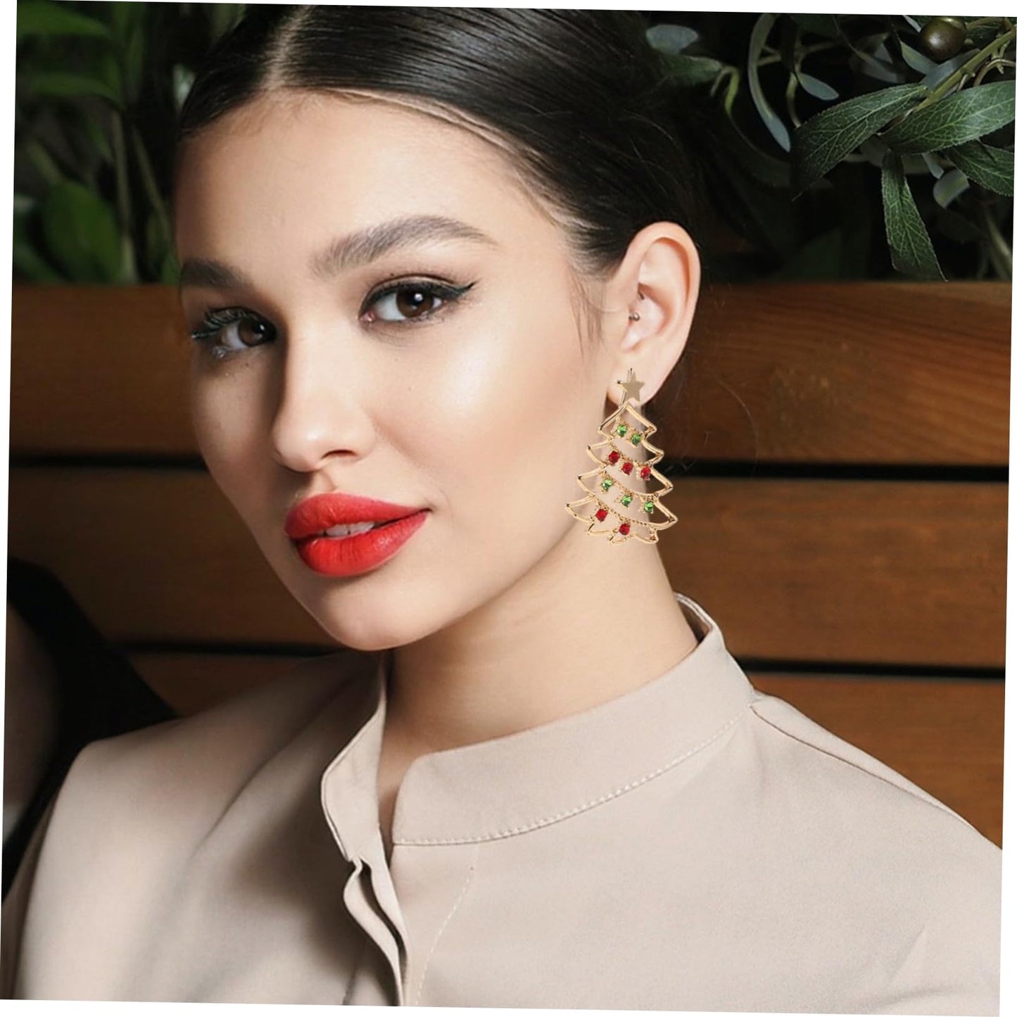 1Pair Exquisite Christmas Tree Shape for Women Holiday Jewelry Festive Cartoon Design Durable Present for Xmas Parties - Medaid International