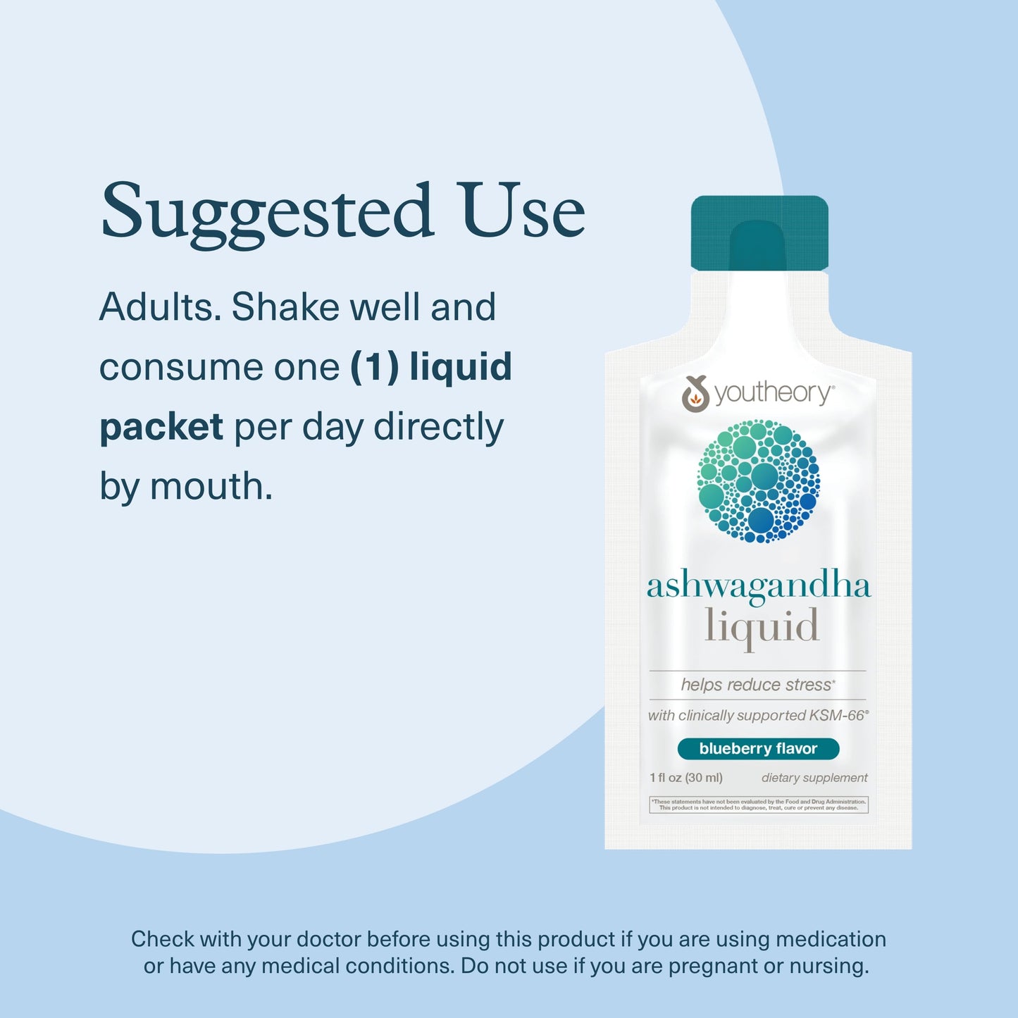 Youtheory Ashwagandha Liquid - Uses Organic KSM-66 - Herbal Blend to Support Energy Levels & Stress Relief* - 12 Single-Serving Packets (12-Day Supply) - Medaid International