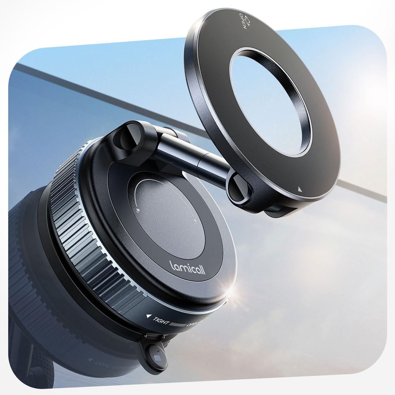 Lamicall Car Phone Holder Mount - [70 LBS Strongest Suction] for Magsafe Car Mount, 360° Adjustable Suction Cup Phone Mount Dashboard Windshield Vacuum Magnetic Phone Holder fit iPhone 17 16 Pro Max - Medaid International