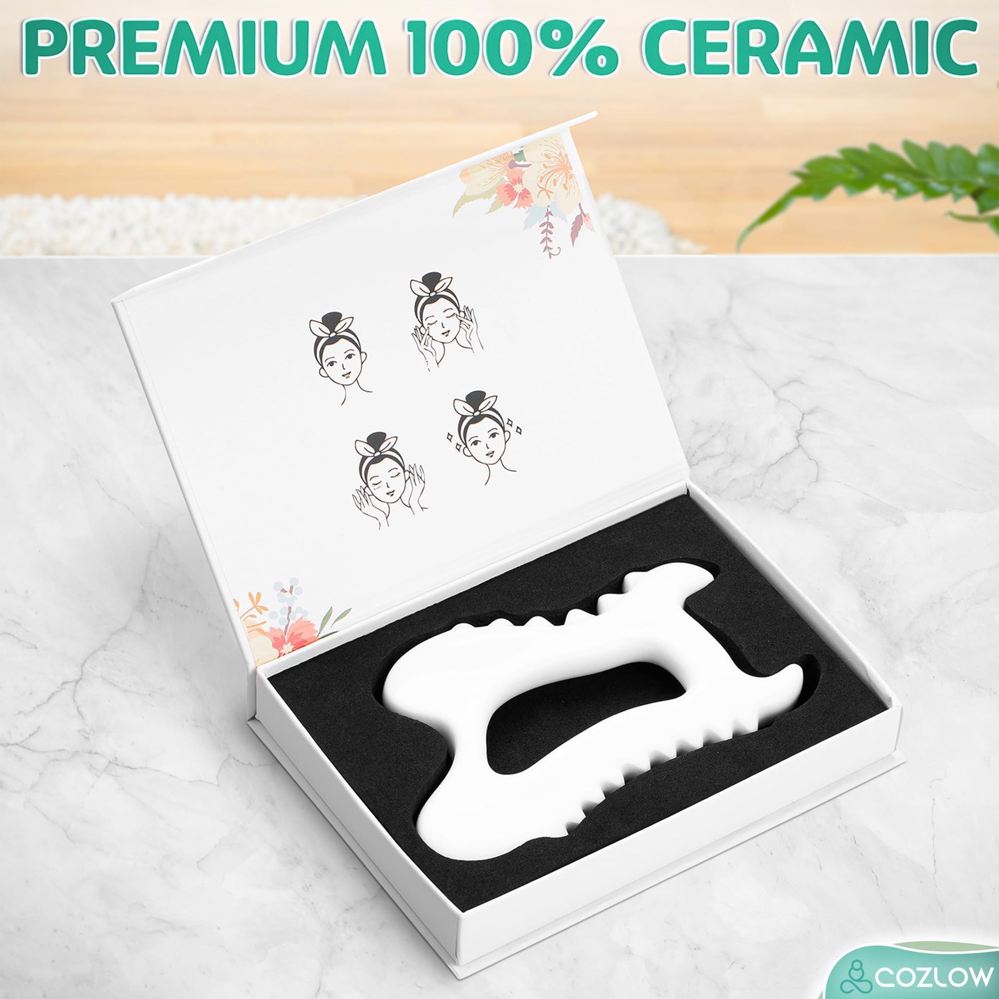 COZLOW Ceramic Gua Sha Massage Tool for Face & Body - Premium Muscle Scraping Tool for Lymphatic Drainage & Fascia Massage - Trigger Point Massager for Body Sculpting & Contouring - Medaid International