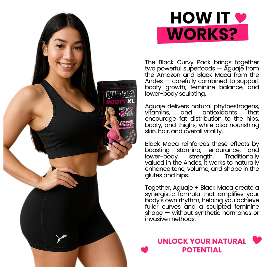 Curvy Fruit Maximum Booty Growth – Ultra Booty Powder with Aguaje + Black Maca – Glute Volume Supplement for Women - Medaid International