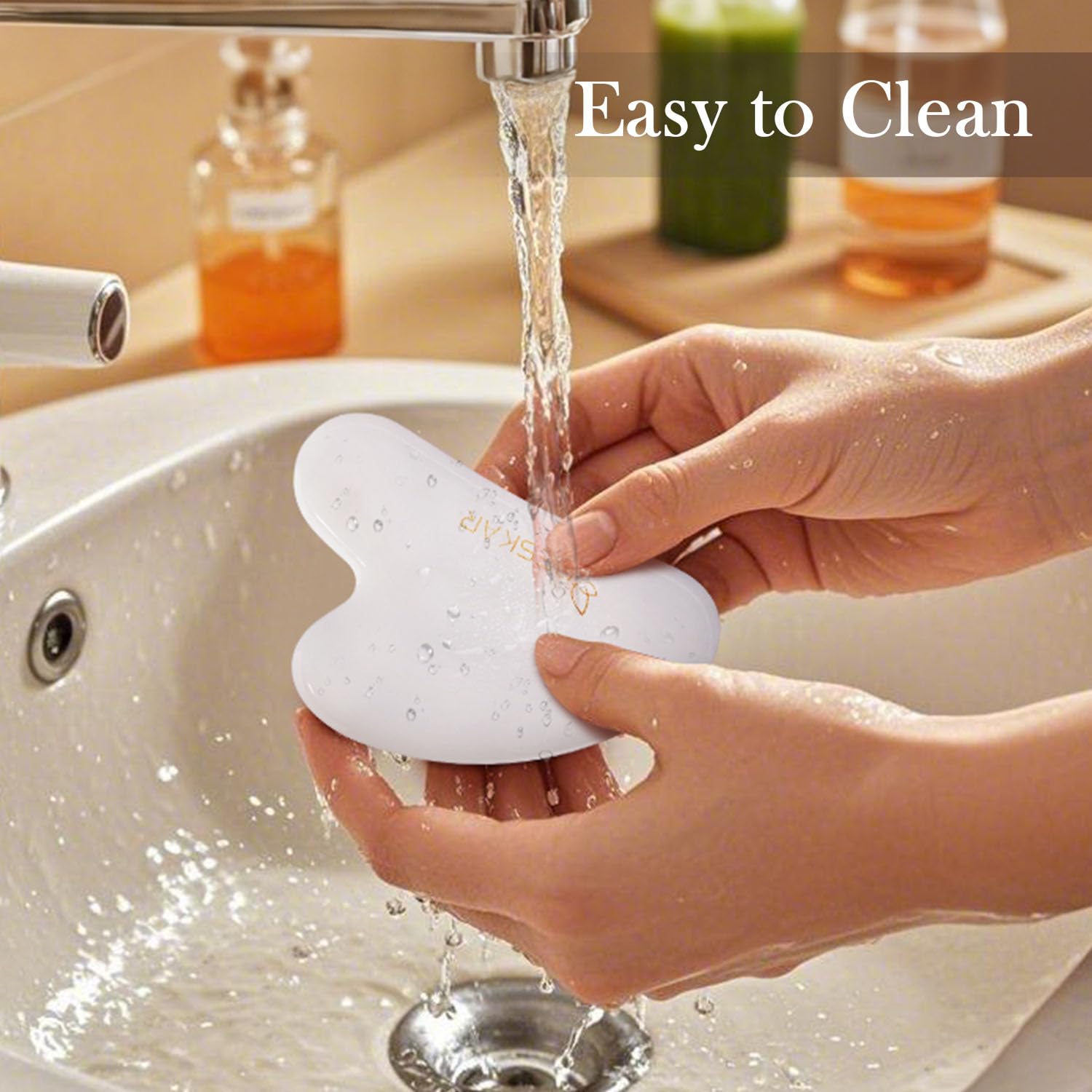 BESKAR Gua Sha Facial Tools, Natural Jade Stone Guasha Massager for Jawline Sculpting, Tighten Face Skin and Reduce Wrinkles, Face Eyes Body Neck Massage Tool, Skin Care Gift - Medaid International