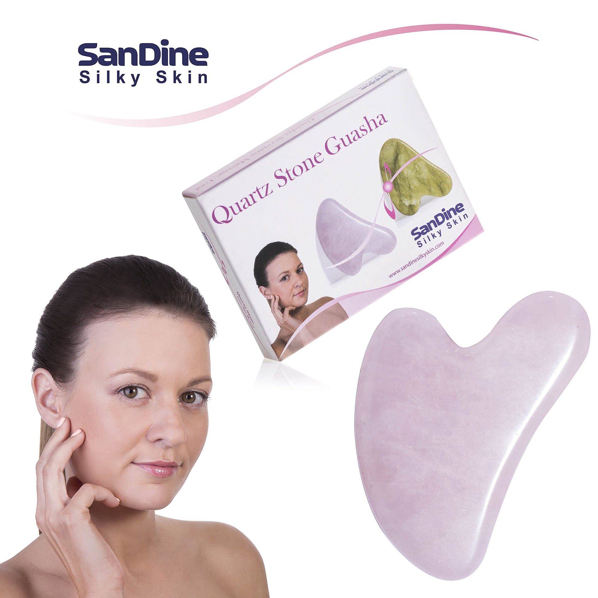 Guasha Scraping Massage Tool – Rose Quartz Gua Sha Board - Traditional Scraper Tool for Anti-Aging - 100% Natural Pink Quartz Stone Guasha - Gasha Massage Stones by Sandine - Medaid International