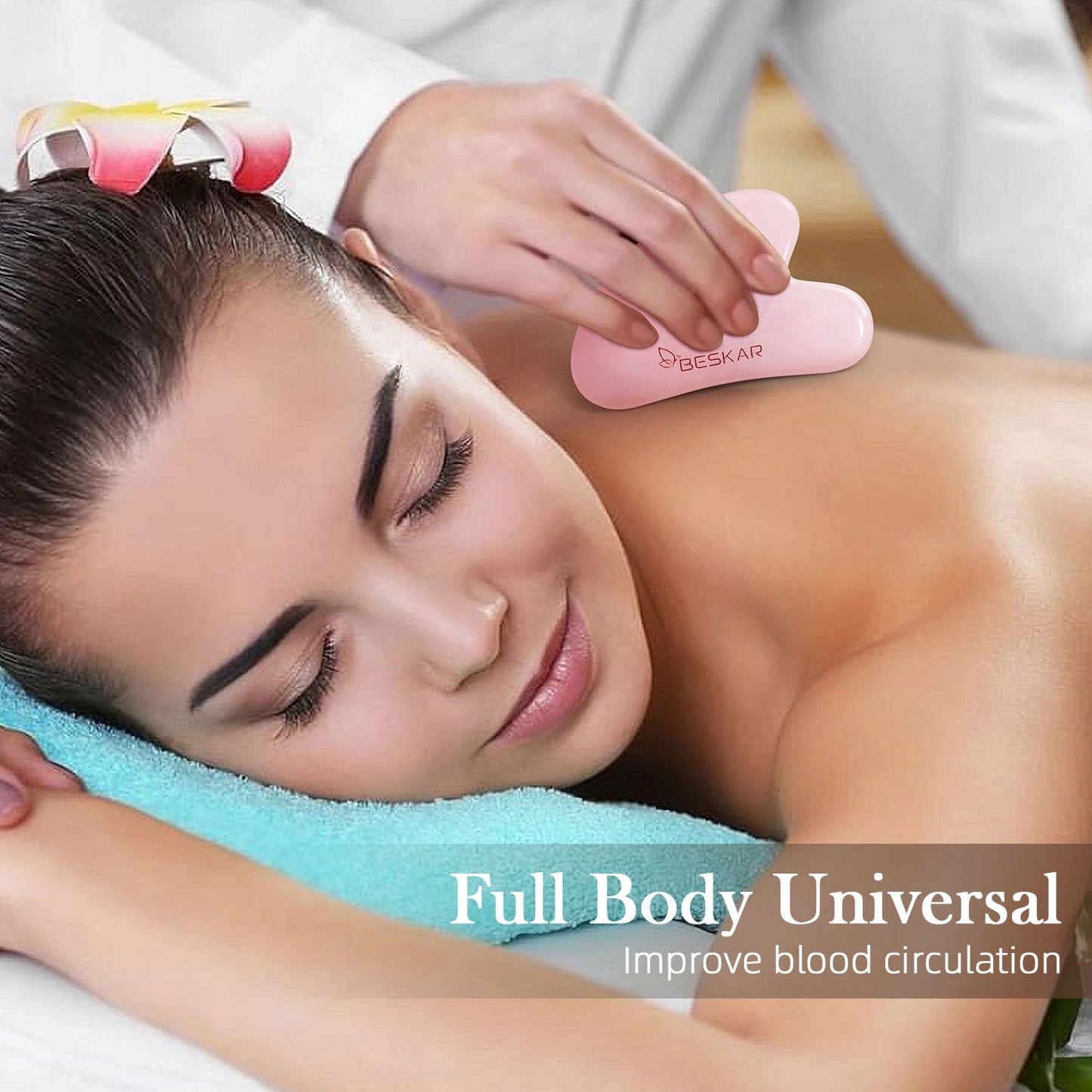 BESKAR Gua Sha Facial Tools, Natural Jade Stone Guasha Massager for Jawline Sculpting, Tighten Face Skin and Reduce Wrinkles, Face Eyes Body Neck Massage Tool, Skin Care Gift - Medaid International