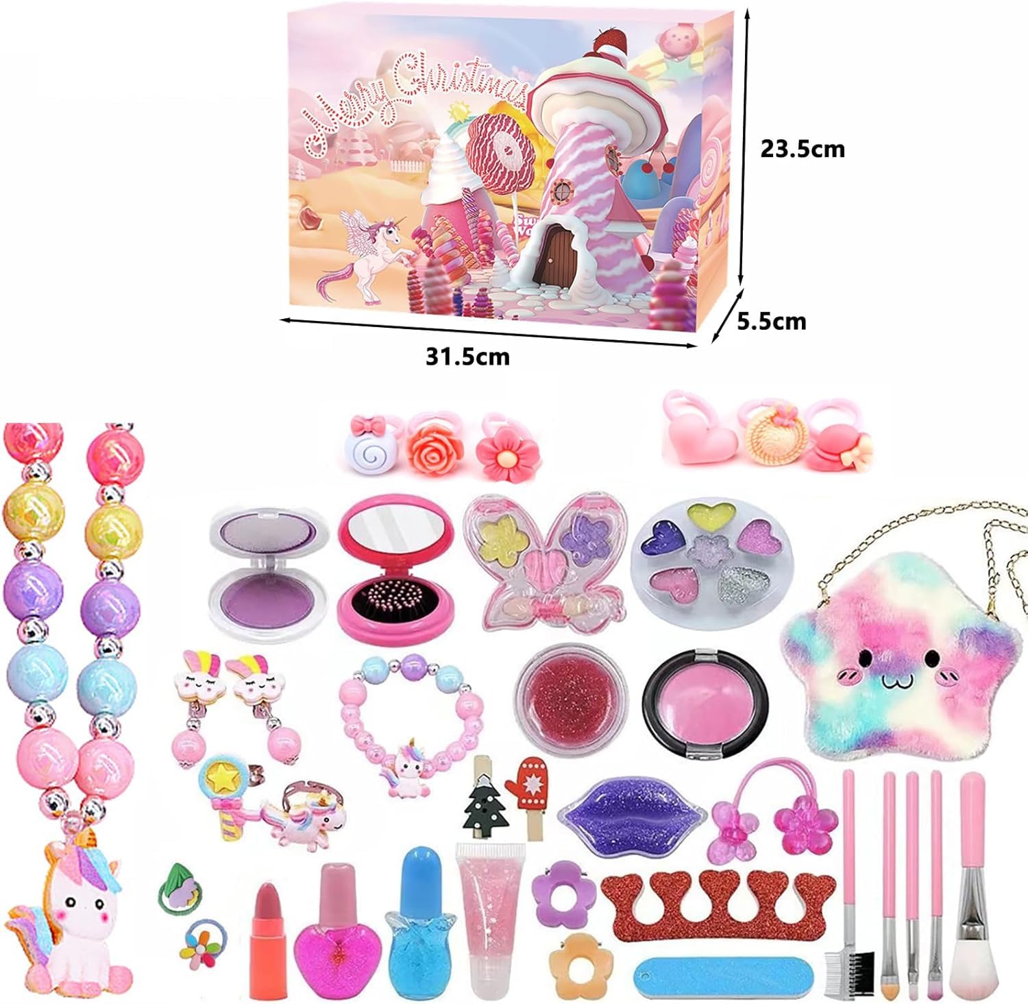 Advent Calendar 2025 Girls Makeup, 24 Days Beauty Advent Calendar Countdown Christmas Gifts Washable Cosmetics for Girls Xmas Makeup Gifts - Medaid International