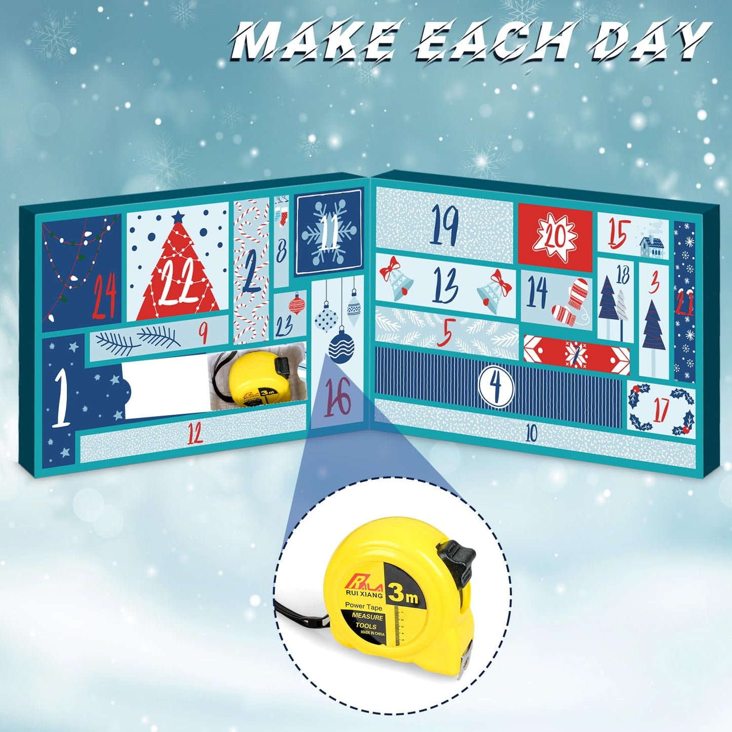 MOVINPE Hand Tool Advent Calendar for Men Teen Boy 2025 Christmas, 24 Days Household Hand Tool Kit Gifts Countdown to Christmas Gadget Tools for Son, Boyfriend, Husband, Dad - Medaid International