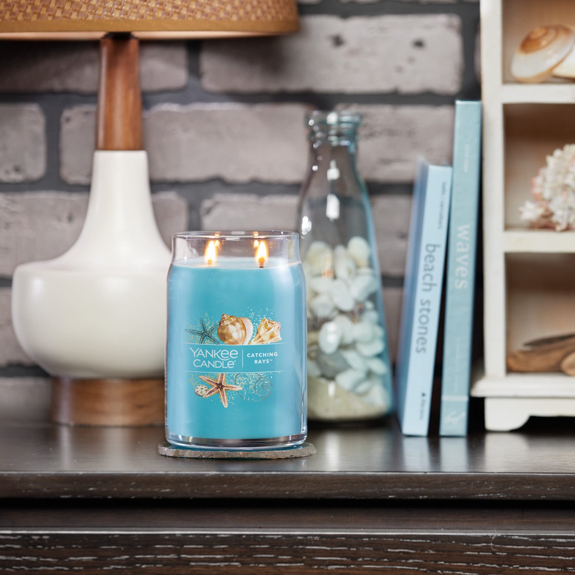 Yankee Candle Catching Rays Scented, Signature 20oz Large Jar 2-Wick Candle, Over 60 Hours of Burn Time - Medaid International