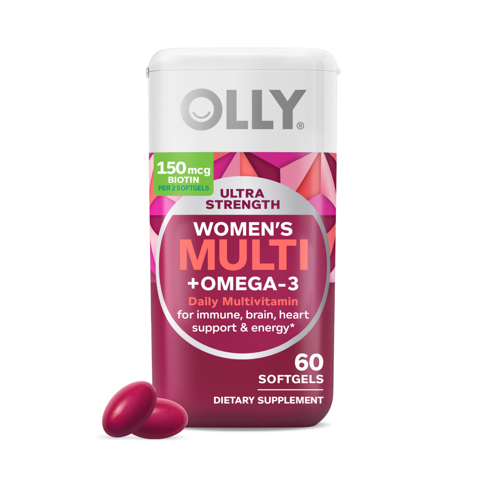 OLLY Ultra Women's Multi Softgels, Overall Health and Immune Support, Omega-3s, Iron, Vitamins A, D, C, E, B12, Daily Multivitamin, 30 Day Supply - 60 Count - Medaid International