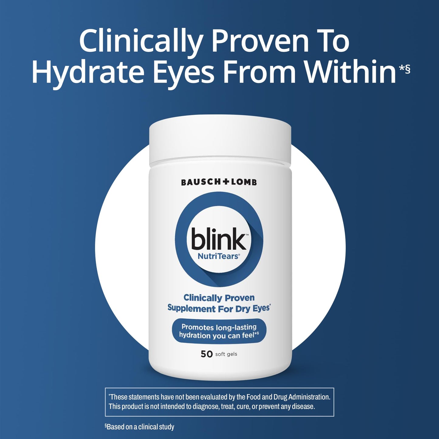 BLINK NutriTears Clinically Proven Supplement for Dry Eyes, 50 Softgels, Eye Care Supplement to Hydrate Eyes from Within for Long Lasting Relief You Can Feel - Medaid International
