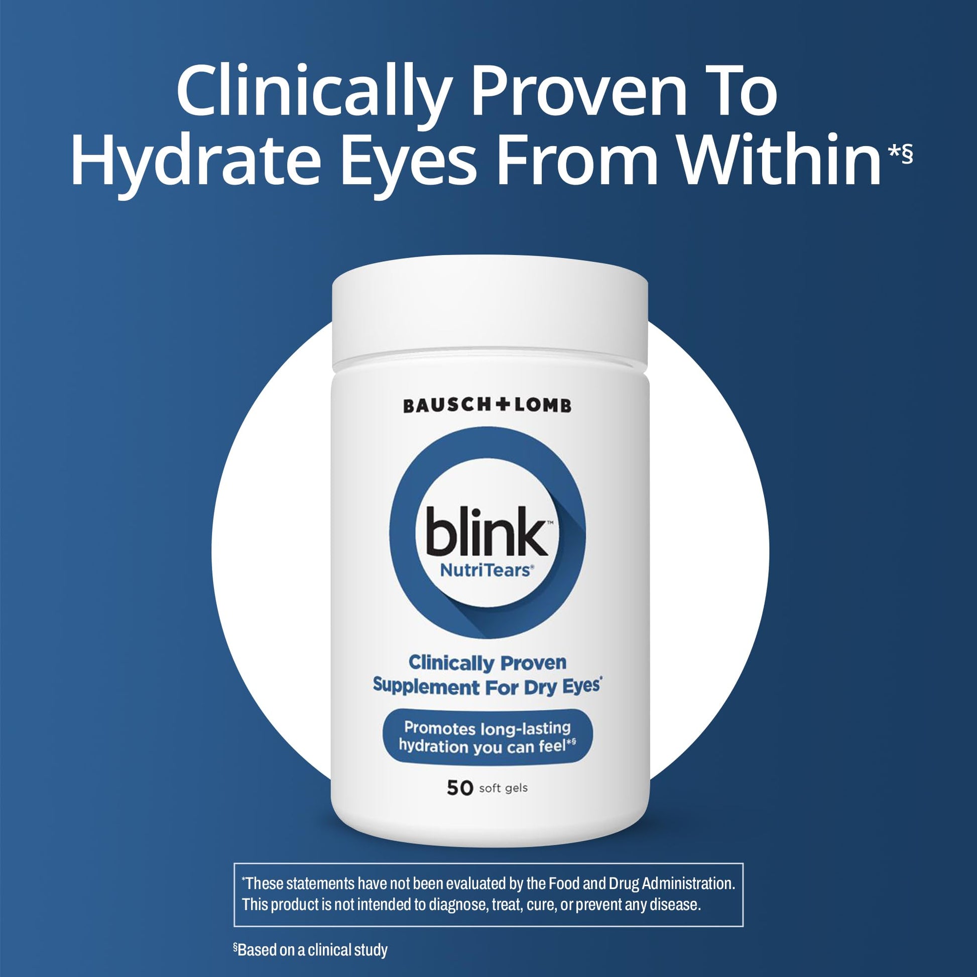 BLINK NutriTears Clinically Proven Supplement for Dry Eyes, 50 Softgels, Eye Care Supplement to Hydrate Eyes from Within for Long Lasting Relief You Can Feel - Medaid International