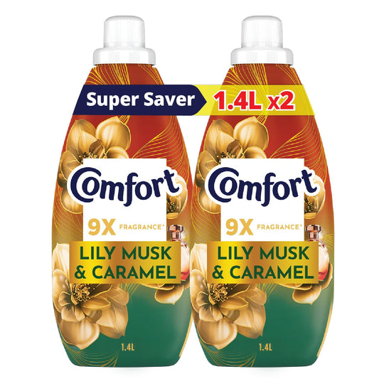 Comfort Concentrate Fabric Softener, Lily Musk & Caramel, 9x fragrance, 1.4 L x 2 - Medaid International