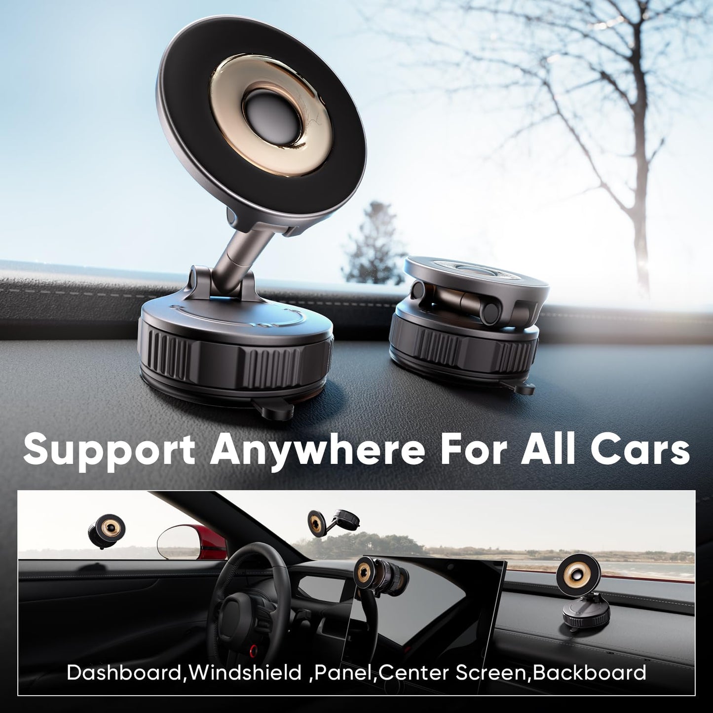Magnetic Phone Holder for Car [120+ LB Strongest Suction & 2800gf Strongest Magnetic] 360° Adjustable Car Phone Holder for Magsafe Phone Holders for Your Car for iPhone 17 Pro Max 16 15 14 13 12 Plus - Medaid International