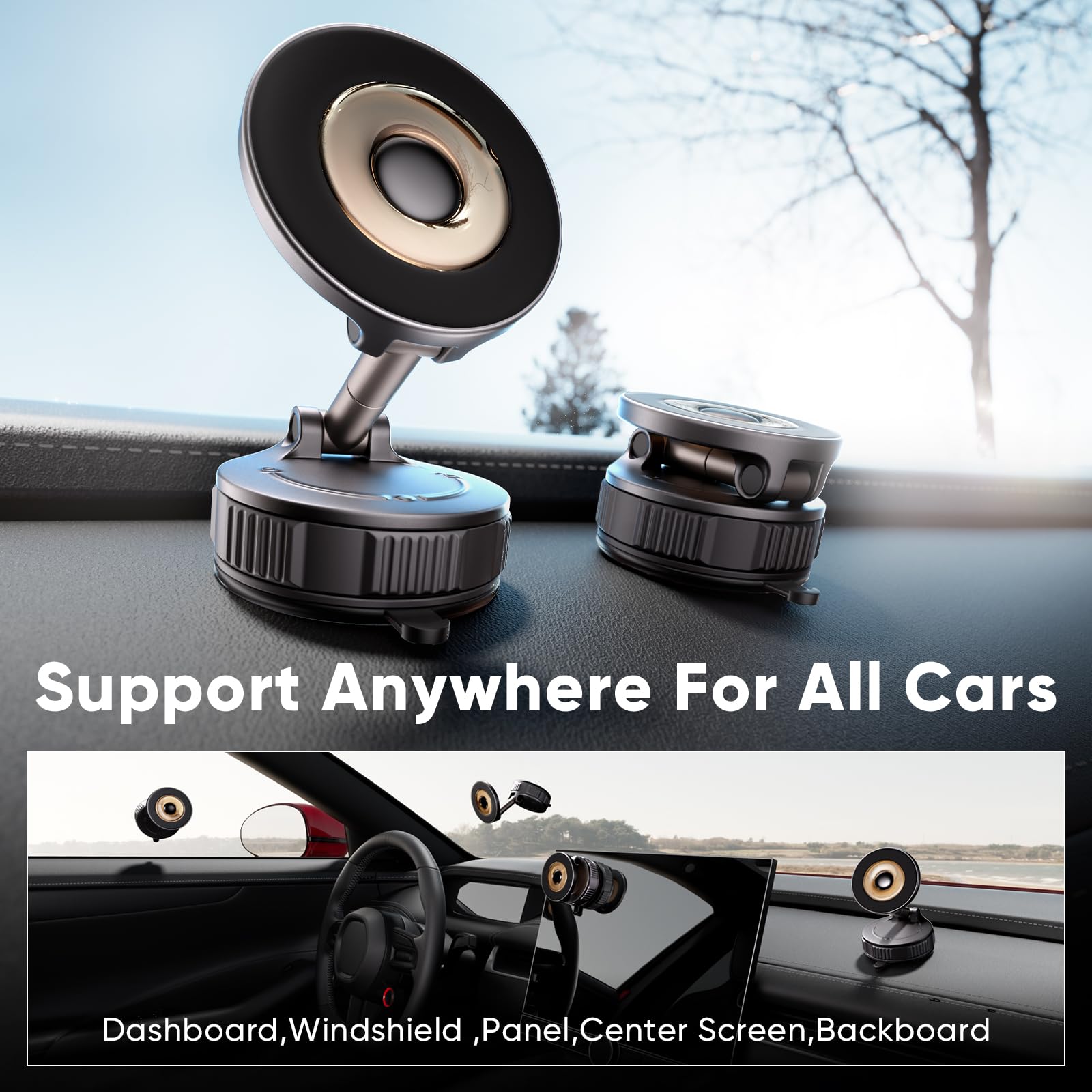 Magnetic Phone Holder for Car [120+ LB Strongest Suction & 2800gf Strongest Magnetic] 360° Adjustable Car Phone Holder for Magsafe Phone Holders for Your Car for iPhone 17 Pro Max 16 15 14 13 12 Plus - Medaid International