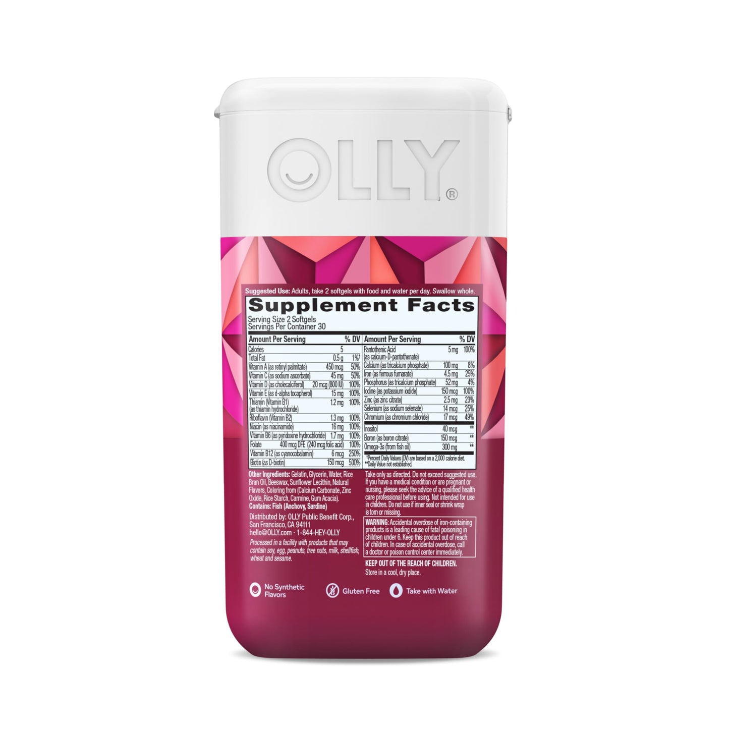 OLLY Ultra Women's Multi Softgels, Overall Health and Immune Support, Omega-3s, Iron, Vitamins A, D, C, E, B12, Daily Multivitamin, 30 Day Supply - 60 Count - Medaid International