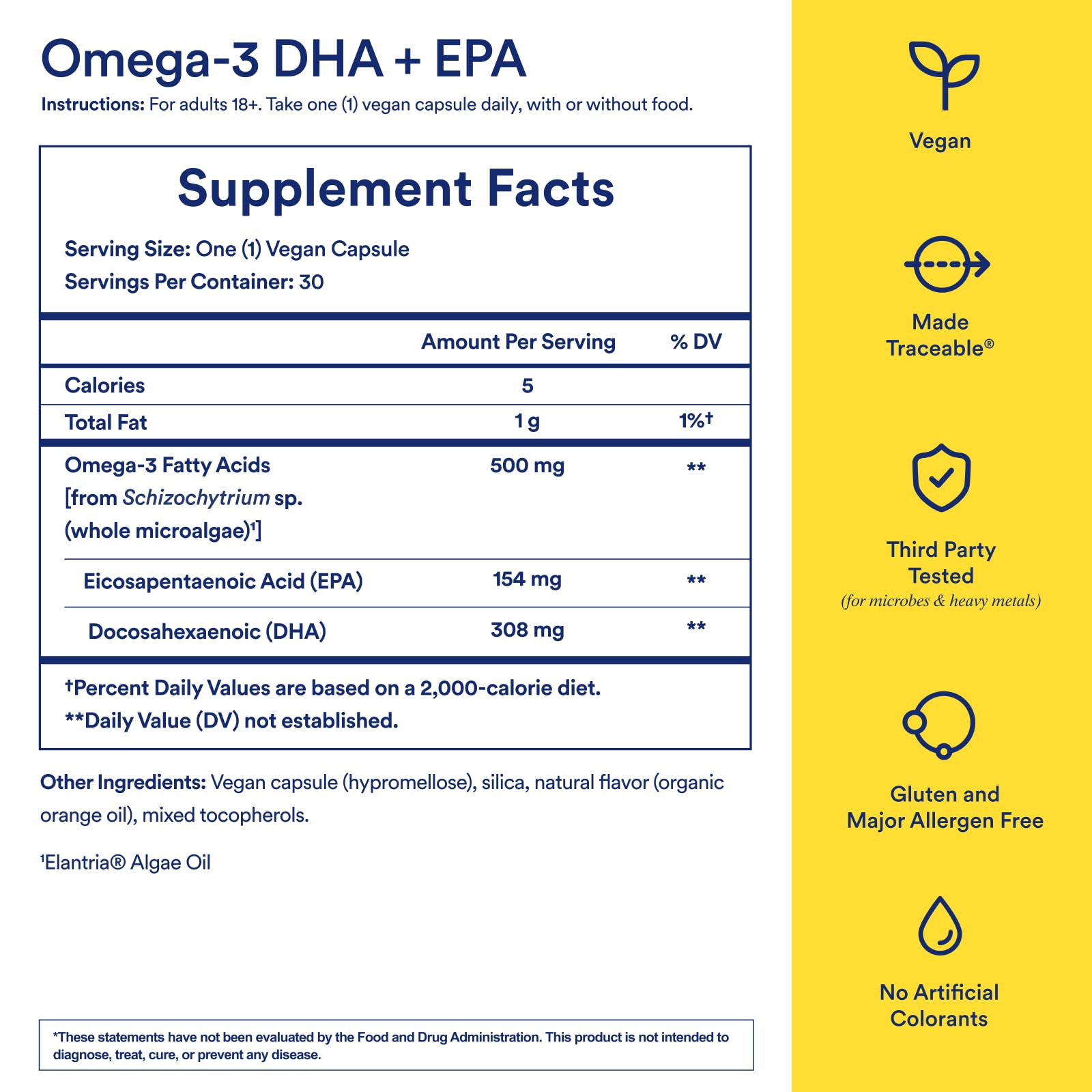 Ritual Omega 3 - Vegan - Science-Backed Dose of DHA & EPA Fatty Acids in 2:1 Ratio, Bioavailable, Brain and Heart Health Support, Minimal Burp-Back, Sustainably Sourced Microalgae, 30 Day Supply - Medaid International
