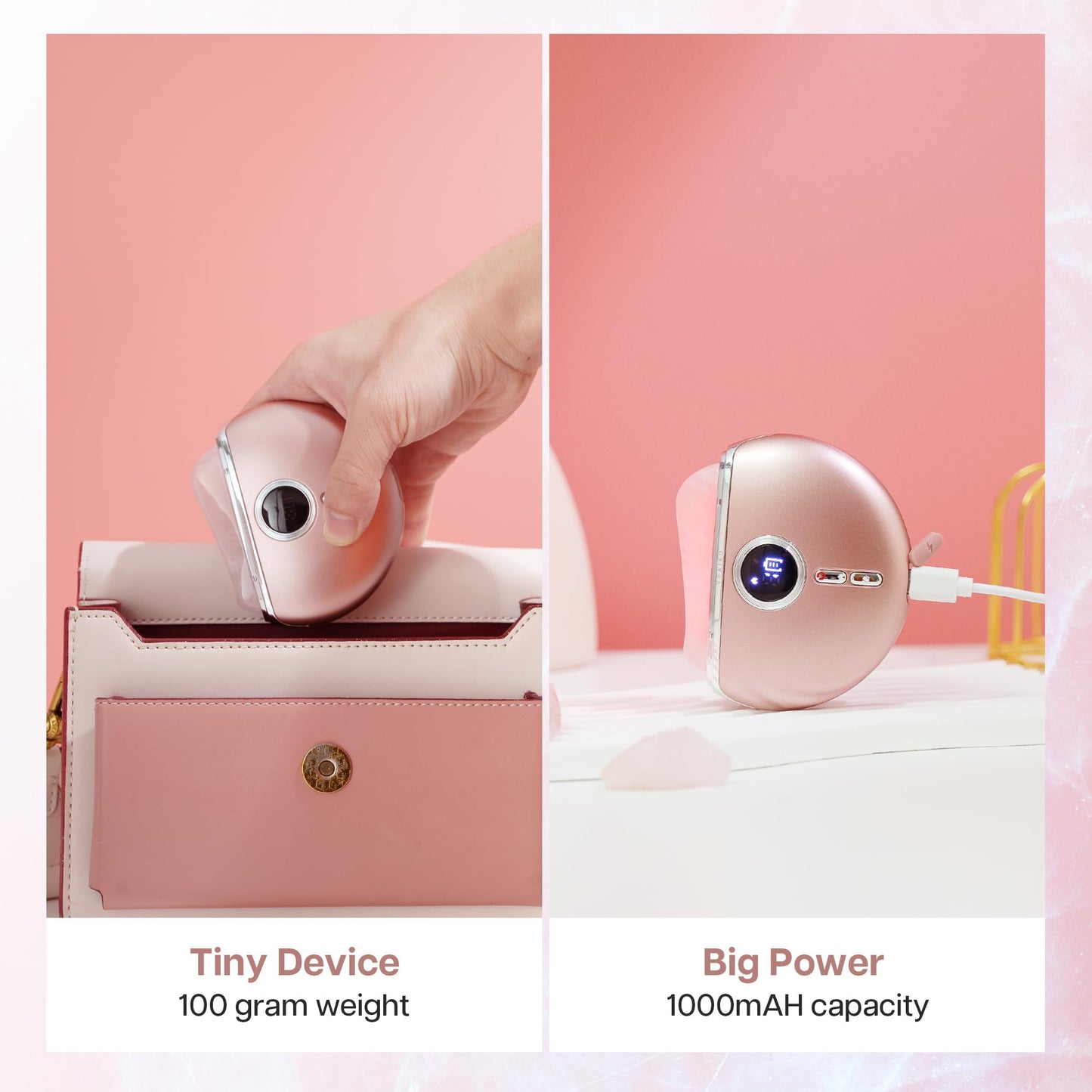 VRAIKO AlpenGlow Electric Gua Sha Device, Rose Quartz Gua Sha Facial Tools with Heat and Vibration, Gua Sha Face Massager for Lymphatic Drainage, Lift, Puffiness, Rejuvenation Natural Glow (Rose Gold) - Medaid International