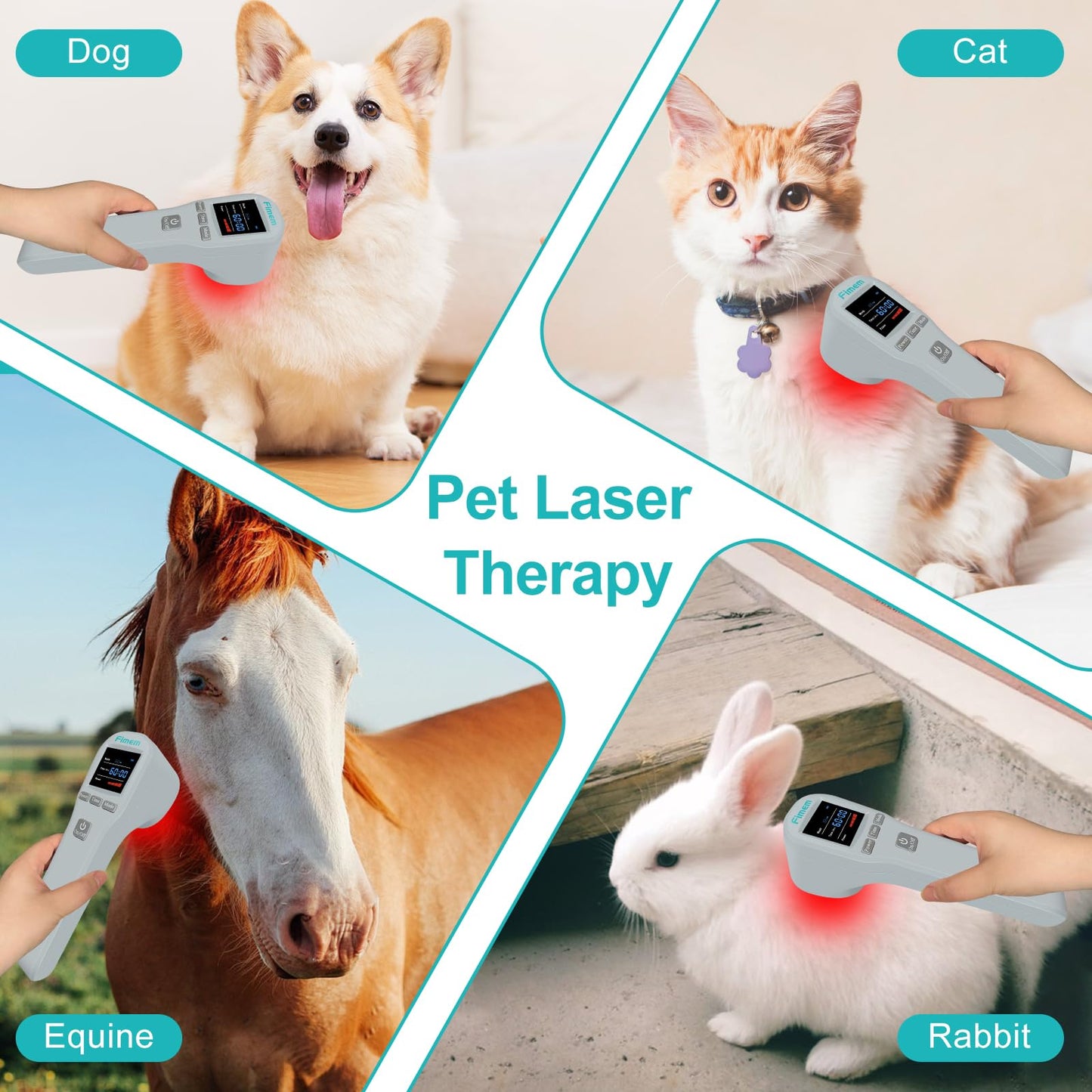 Fimem Cold Laser Therapy Device for Dogs, Infrared Light Therapy for Pain, 2x940nm+2x850nm+16x650nm, Handheld Red Light Therapy Device for Cats Horse, Low Level Light Therapy for Pets HIPS Joint Pain - Medaid International