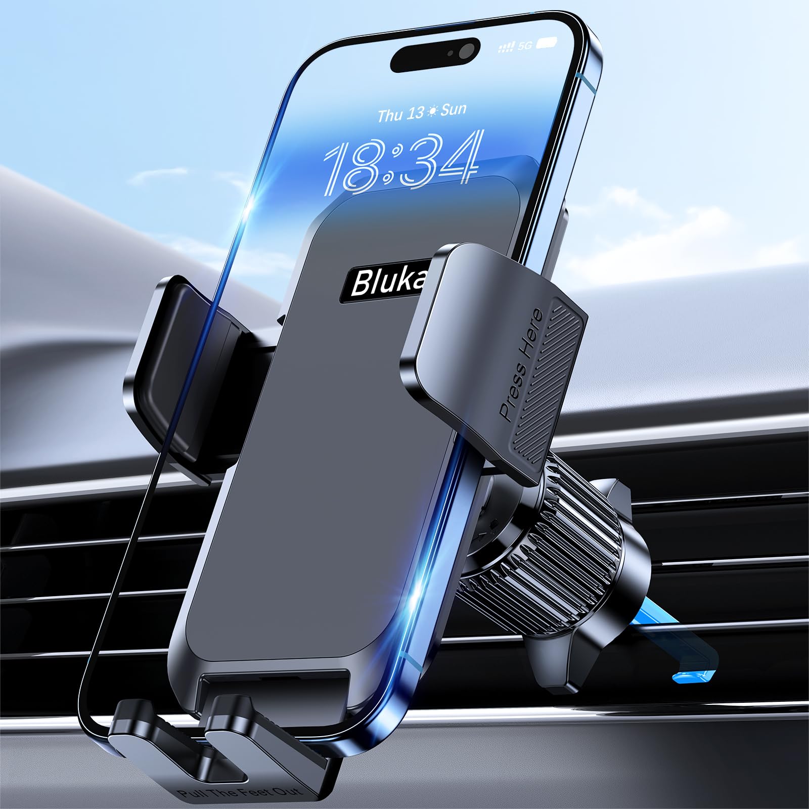 Car Phone Holder Mount, Super Stable Air Vent Cell Phone Car Mount with 2025 Metal Hook Clip, 360° Rotation,One Button Release for iPhone, Galaxy, Google, and All Other Smartphones - Medaid International