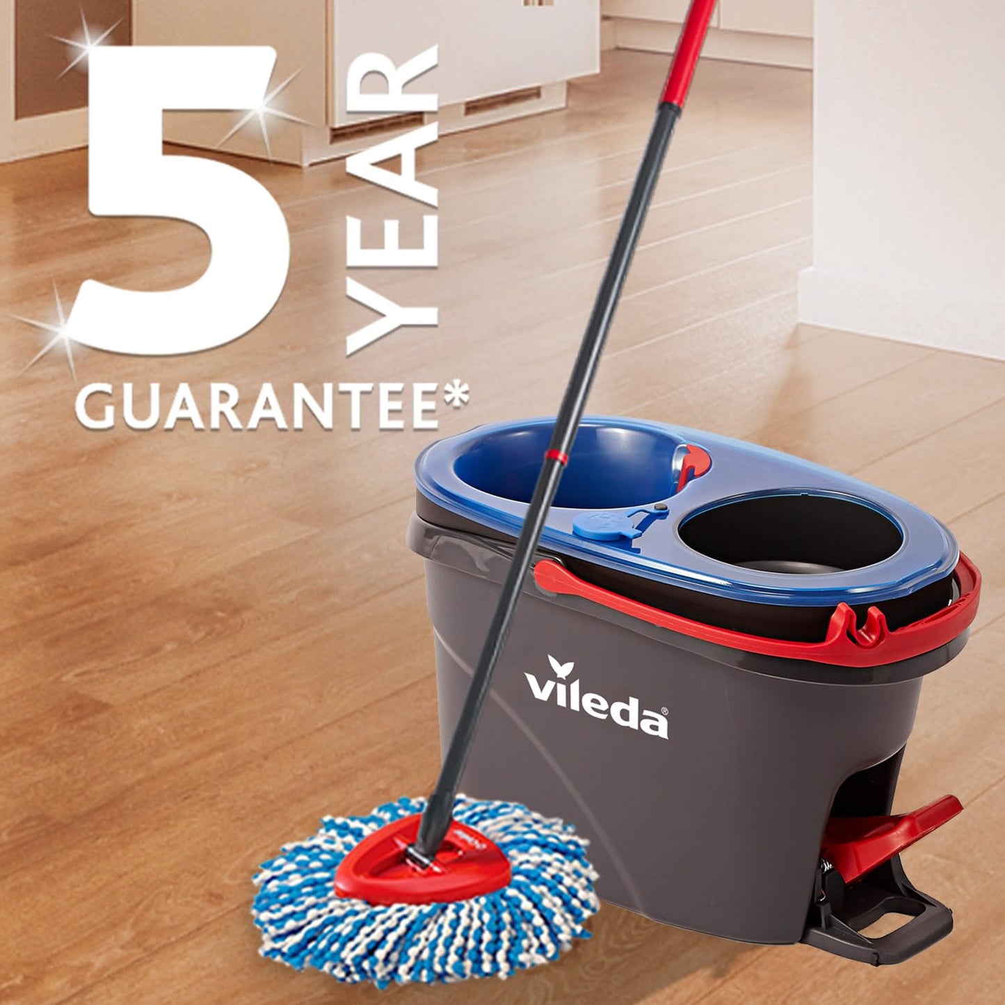 Vileda H2PrO Spin Mop System - Separates Clean and Dirty Water - Effortless Wringing - Microfibre Cleaning - Easy Assembly - Ergonomic Design - Medaid International