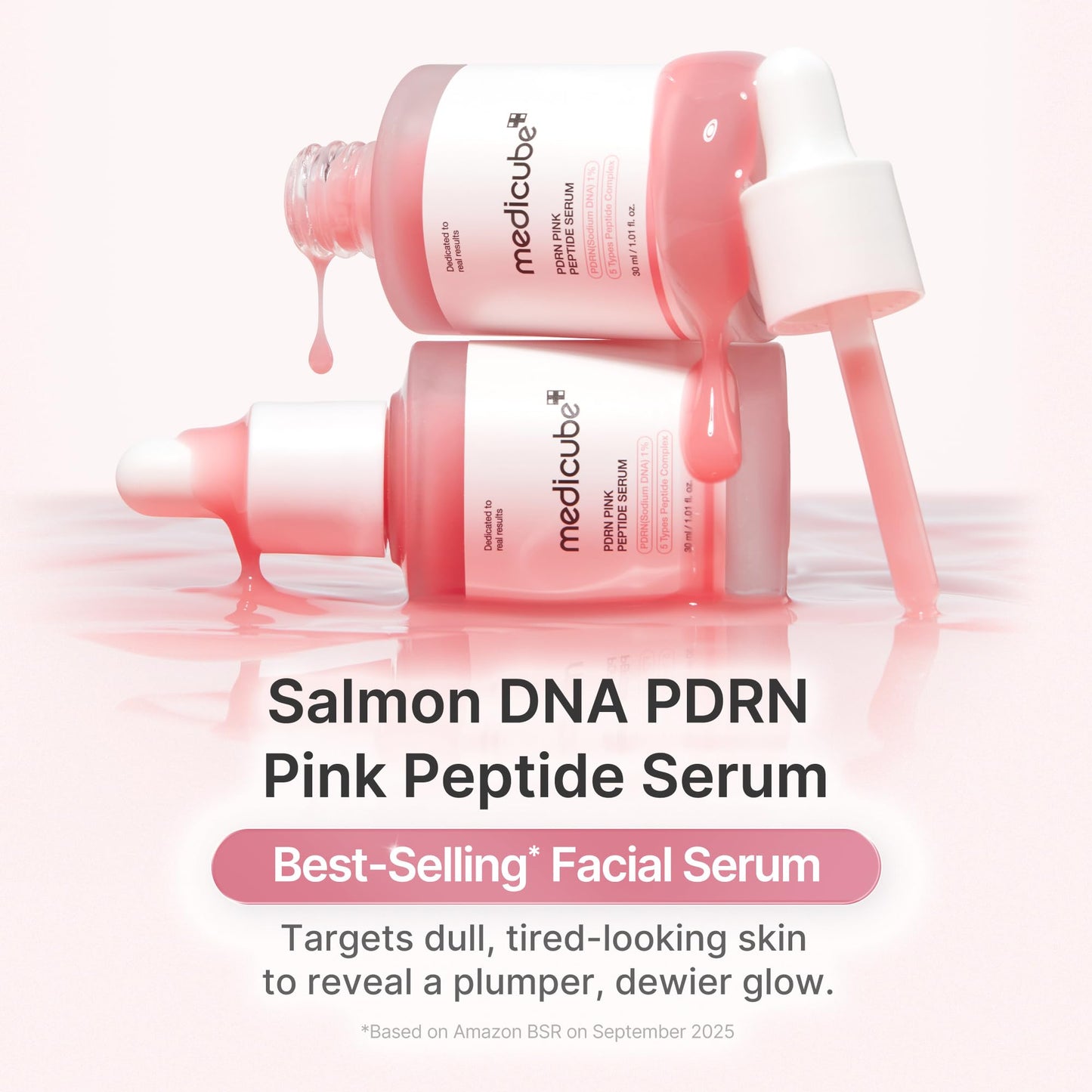 medicube Salmon DNA PDRN Pink Peptide Serum, Pink glow serum, Peptide, Niacinamide, Hydrating & Moisturizing & Firming, Uneven Skin Tone, Korean Skincare | 1.01 fl.oz. (1.01 fl.oz., Salmon DNA PDRN) - Medaid International