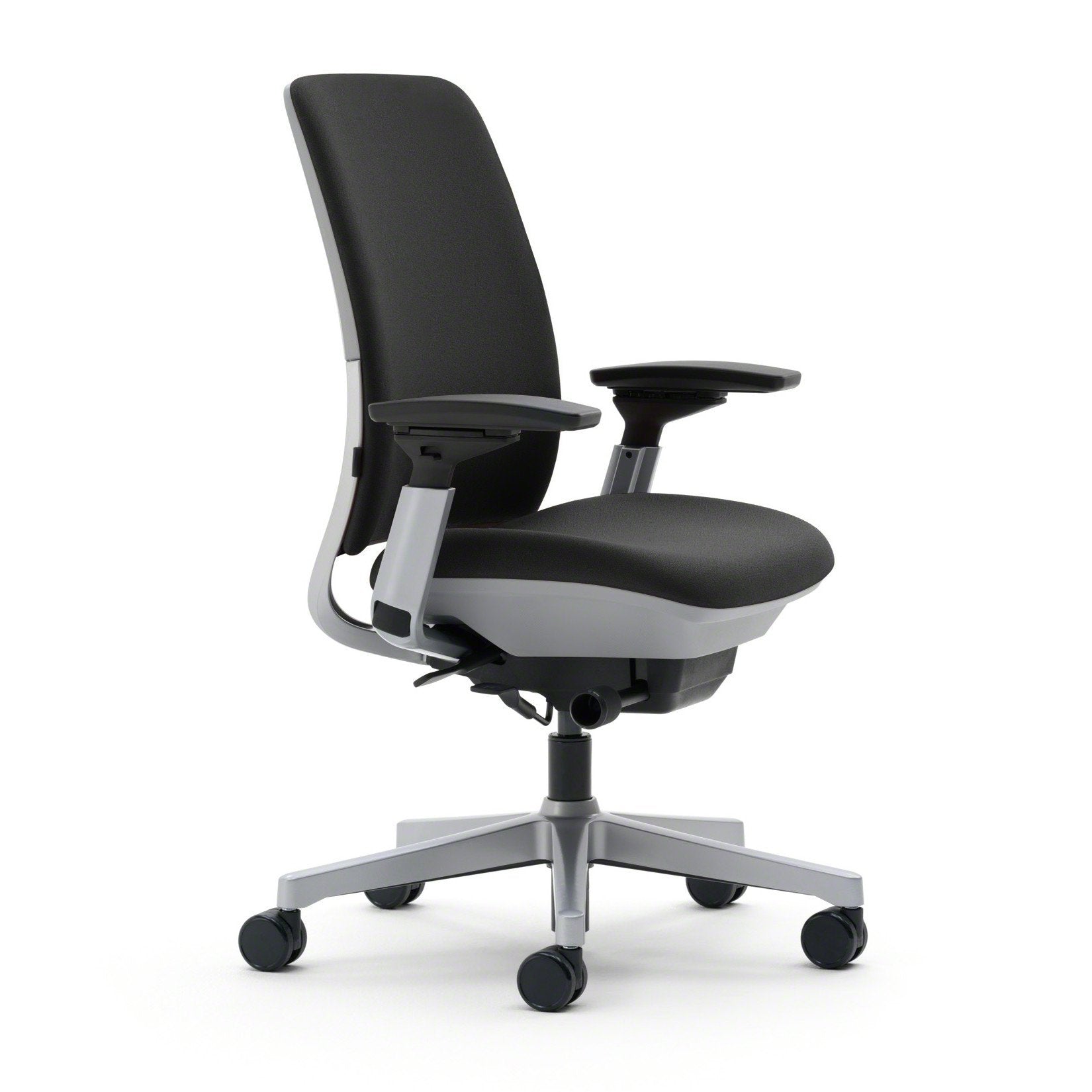 Steelcase Amia Ergonomic Office Chair with Adjustable Back Tension and Arms | Flexible Lumbar with Sliding Seat | Black Frame and Buzz2 Black Fabric - Medaid International
