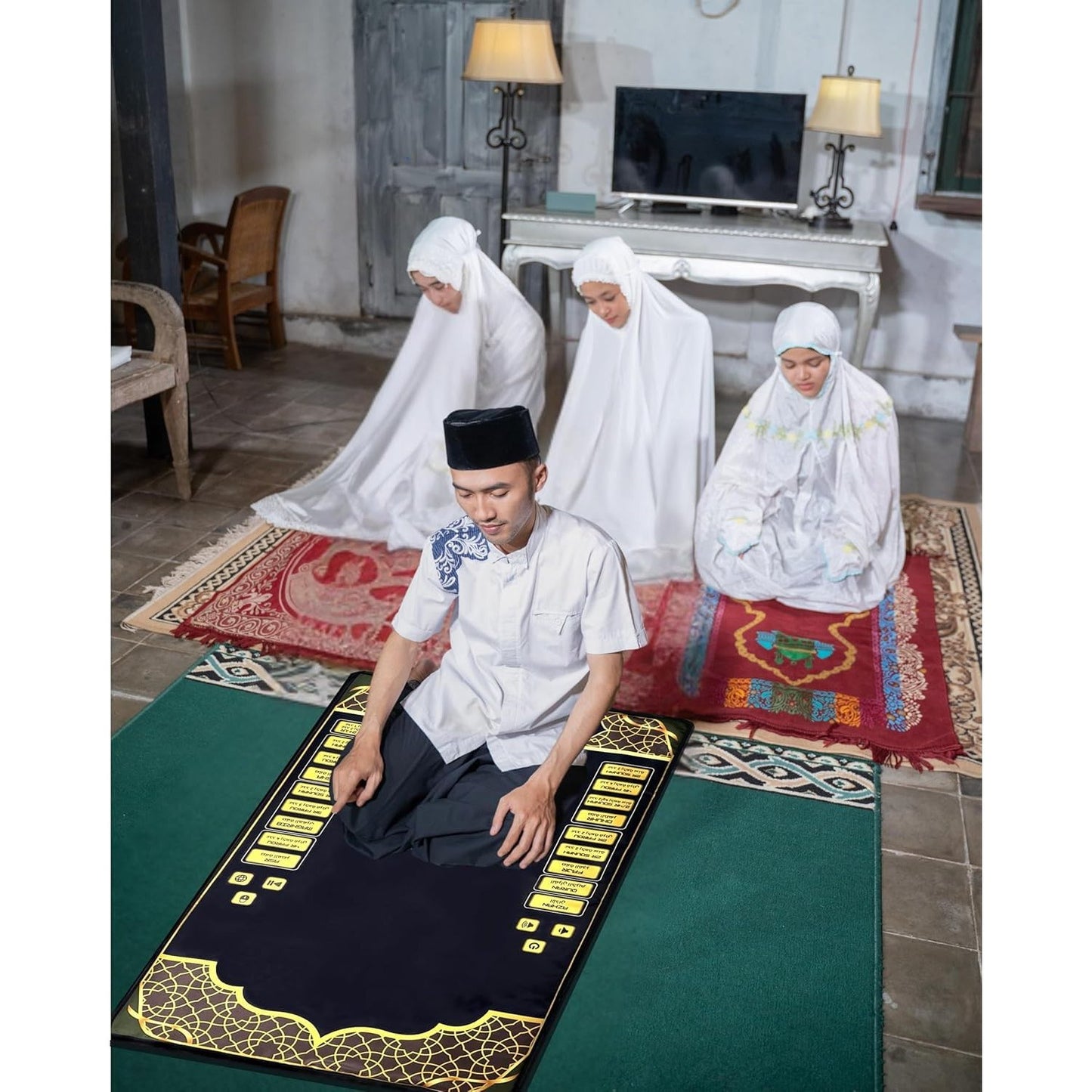 EZDAL Smart Interactive Prayer Mat V3 – Touch Sensor Quran Recitations Multilingual Portable Foldable Salah Mat - Islamic Audio Prayer Rug for Kids Women Men & Adults - Medaid International