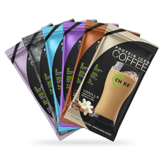 Chike High Protein Iced Coffee Sampler Pack, 20 G Protein, 2 Shots Espresso, 1 G Sugar, Keto Friendly and Gluten Free, 6 Single Serve Packets (packaging may vary) - Medaid International