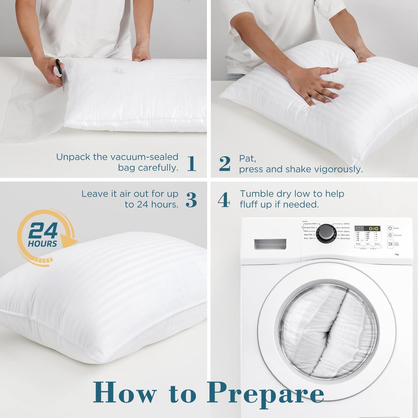 viewstar Bed Pillows Queen Size Set of 2, Hotel Collection, Down Alternative Pillow for Back, Stomach or Side Sleepers, Soft - Medaid International