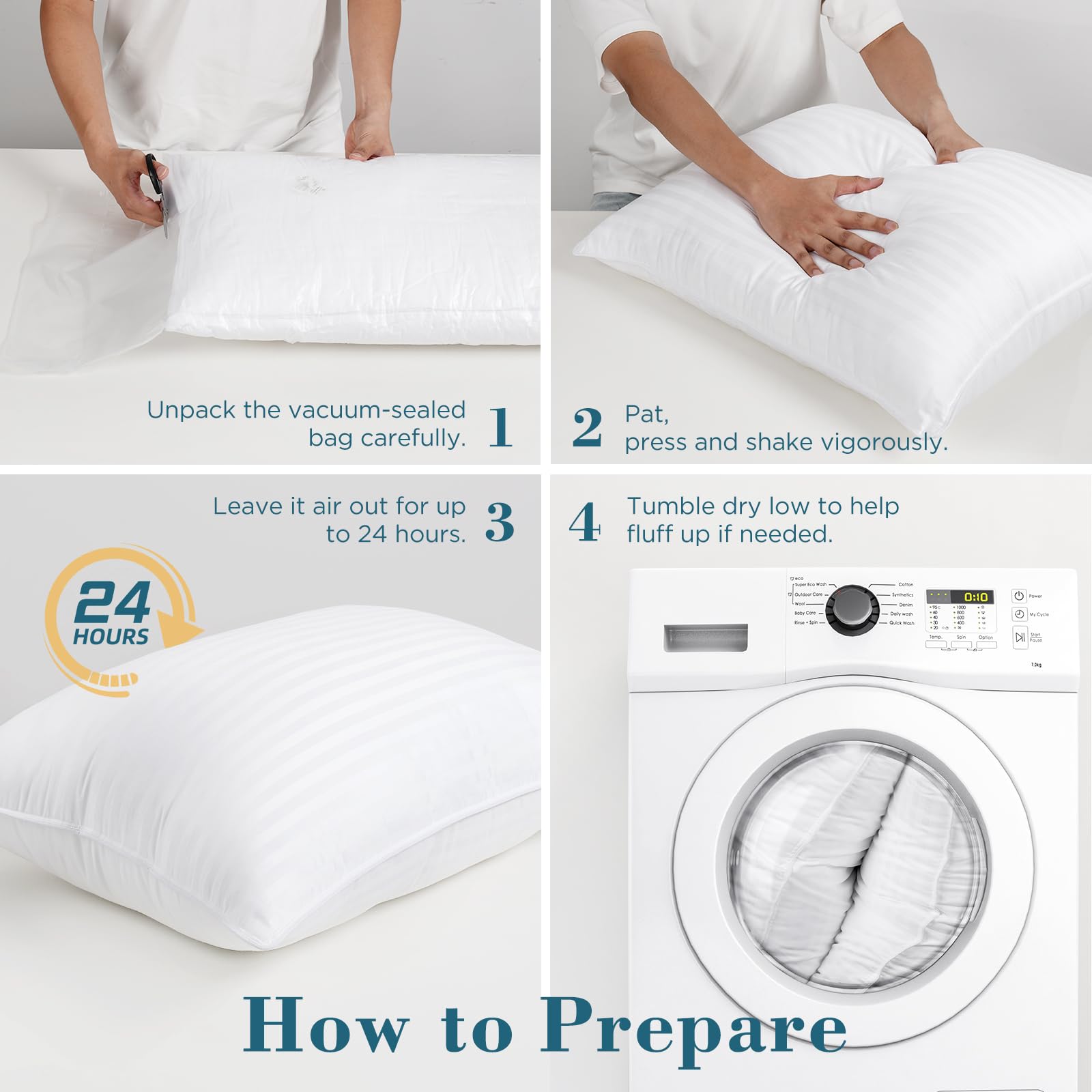 viewstar Bed Pillows Queen Size Set of 2, Hotel Collection, Down Alternative Pillow for Back, Stomach or Side Sleepers, Soft - Medaid International