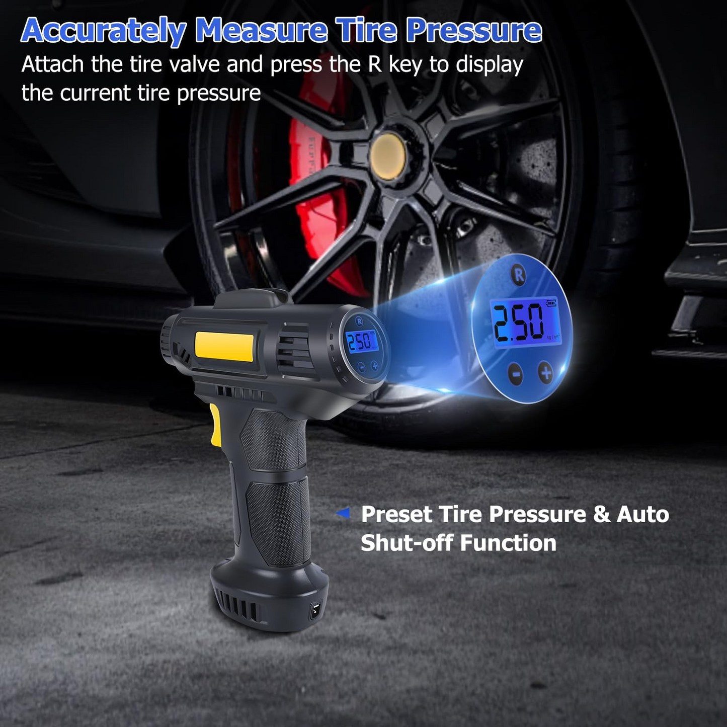 Tyre Inflator Pump Car Air Compressor Auto Shut-Off Portable 12V - Medaid International