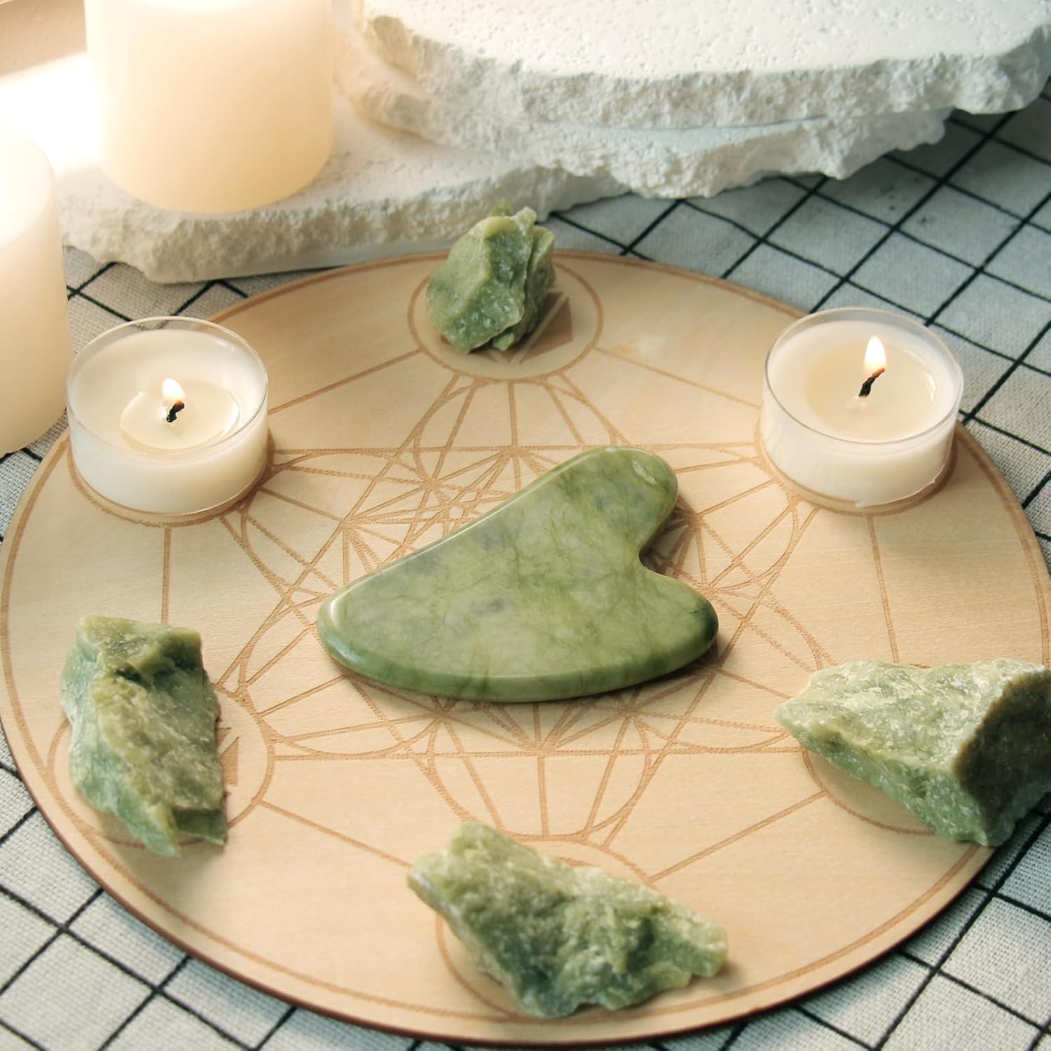 BAIMEI IcyMe Gua Sha Facial Tools Face Massager for Skin Care, Relaxation and Reduce Wrinkles Puffiness Skin Care Tools, Self Care Gift for Men Women - Xiuyan Jade - Medaid International