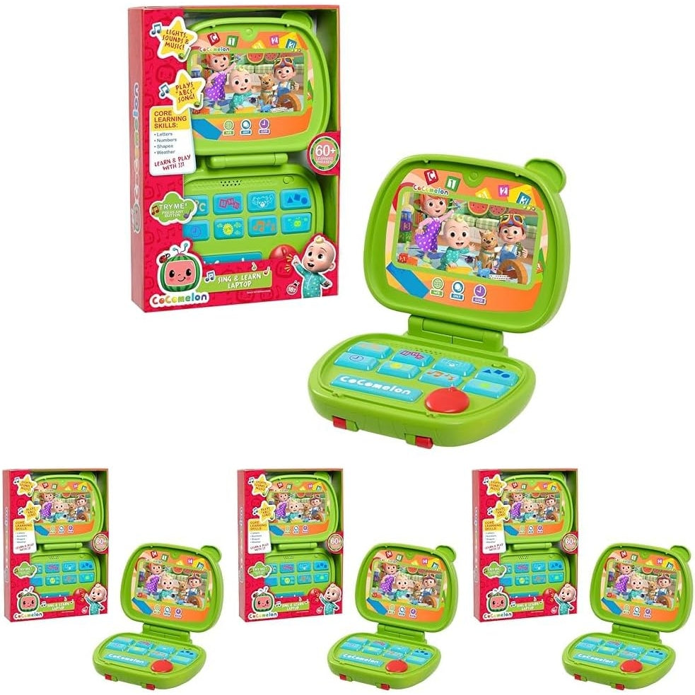 CoComelon Sing and Learn Laptop Toy for Kids, Lights, Sounds, and Music Encourages Letter, Number, Shape, and Animal Recognition, Officially Licensed Kids Toys for Ages 18 Month by Just Play - Medaid
