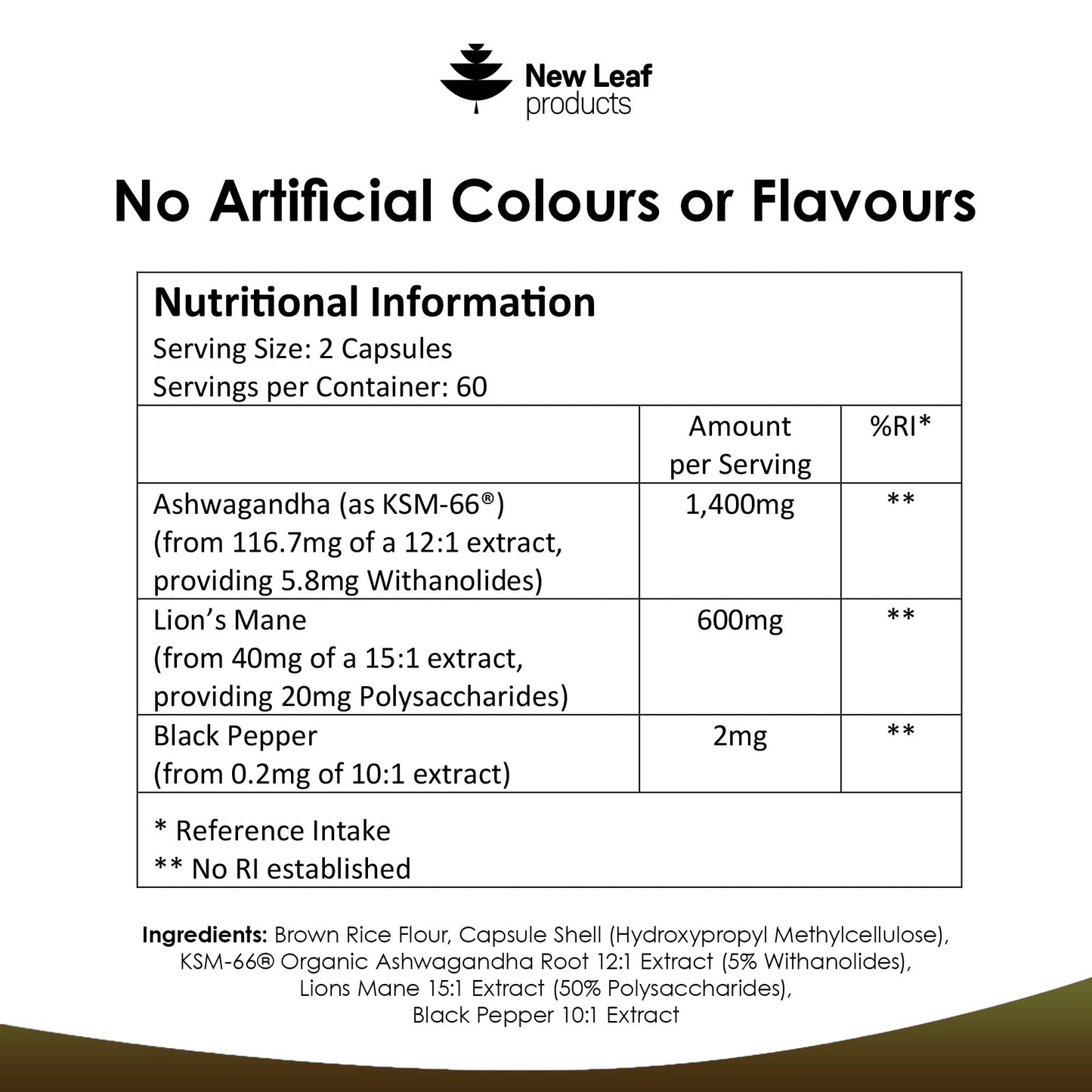 Ashwagandha KSM-66 and Lions Mane Capsules - High Strength 2000mg KSM-66 Ashwaghandha Root Extract and Lions Mane Mushroom Extract - 120 Vegan Capsules with Black Pepper - UK Made by New Leaf - Medaid International