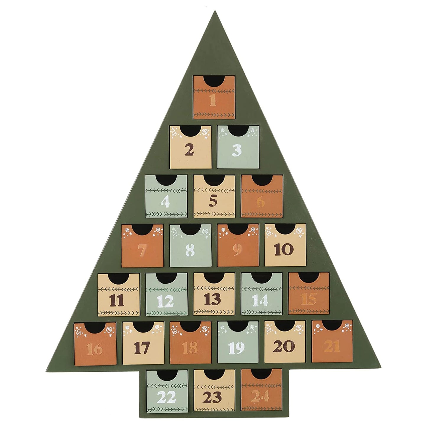 JOEJET Wooden Advent Calendar 2025, 24 Days Countdown to Christmas Calendar with Storage Drawers, DIY Tree Shape Refillable Wooden Advent Xmas Countdown Calendar - Medaid International