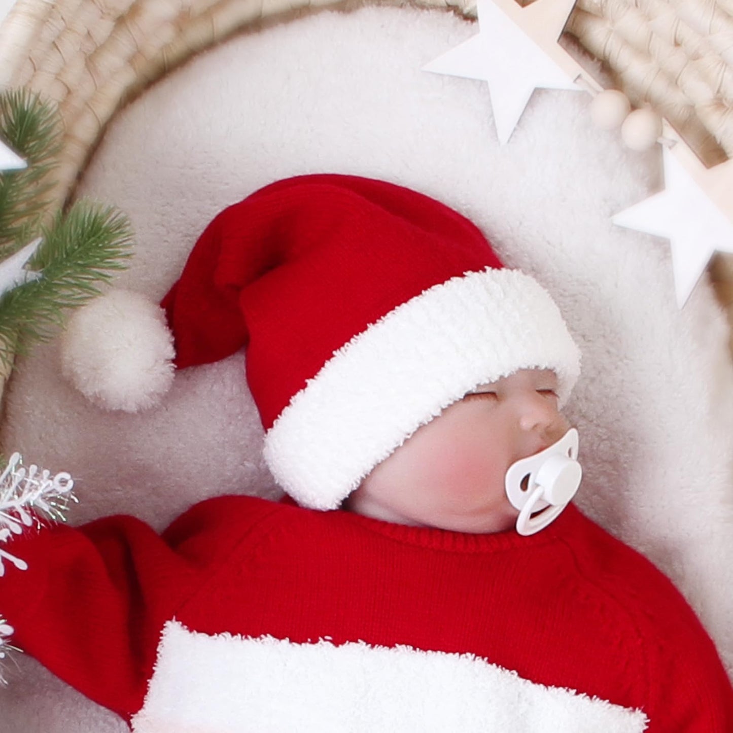 eyigylyo Christmas Knitted Santa Hat for Baby Infant Toddler, Red and White Warm Funny Beanie Xmas Winter Hats for New Year Festive Holiday Party - Medaid International