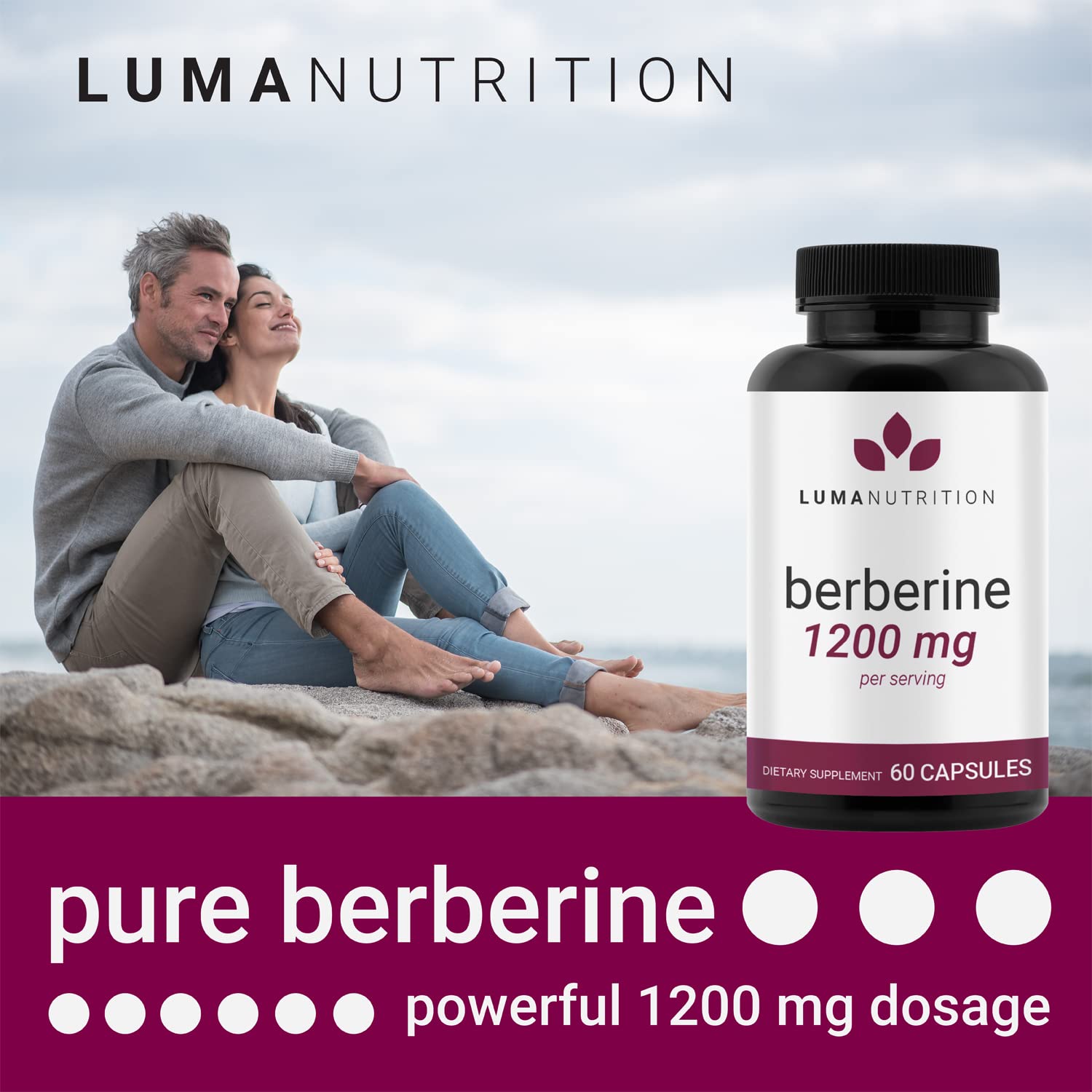 Luma Nutrition Berberine Supplement - Berberine HCL 1200mg Per Serving - Vegan, Gluten Free, Non-GMO - 60 Capsules - Medaid International