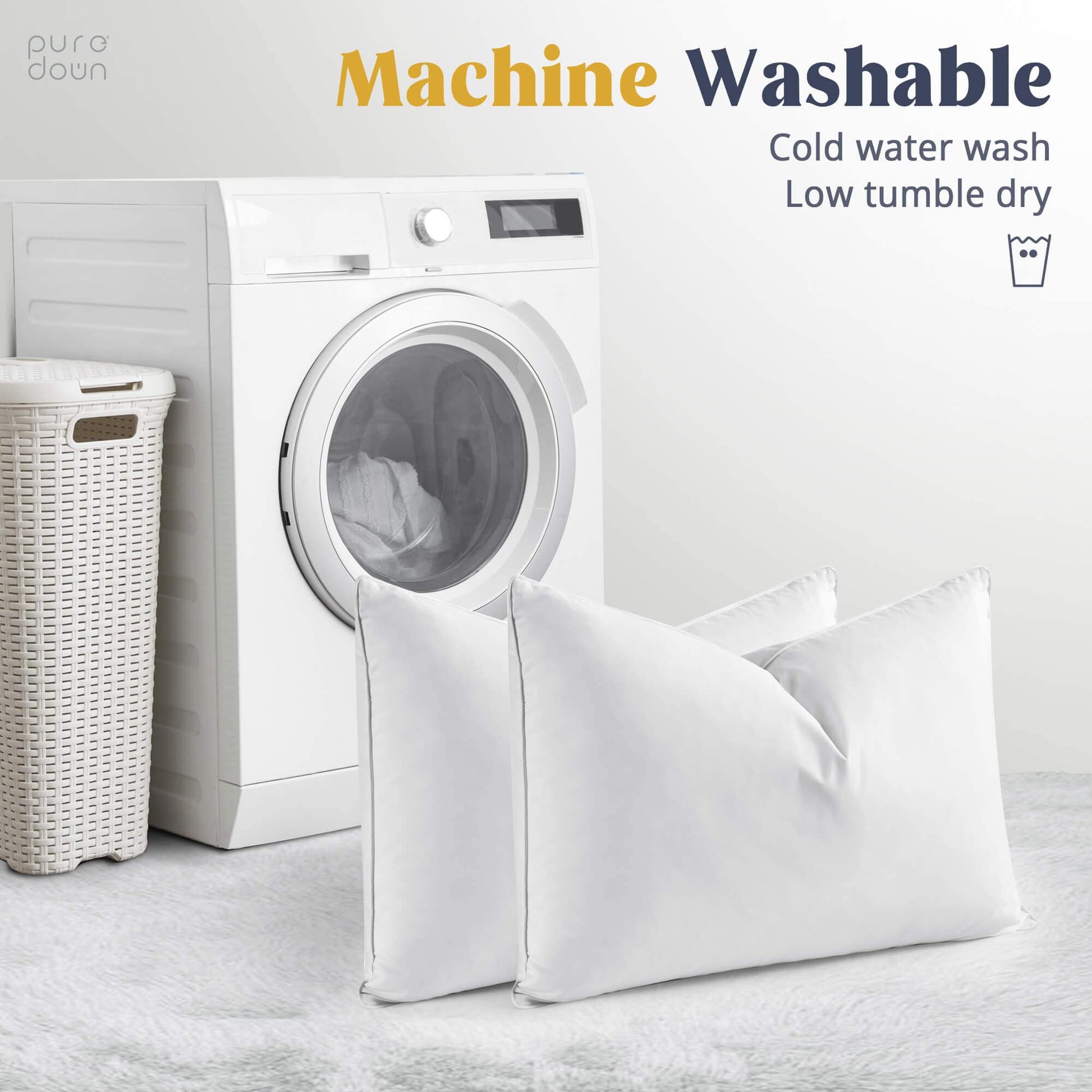 puredown® Goose Feathers and Down White Pillows with 100% Cotton Cover, Bed Sleeping Hotel Collection Pillows Set of 2, Standard Size - Medaid International