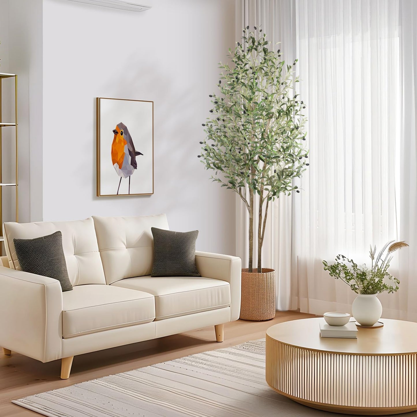 Alupssuc 6.1ft Artificial Olive Tree, Natural Faux Olive Branches and Fruits for Modern Home Office Living Room Floor Decor Indoor - Medaid International