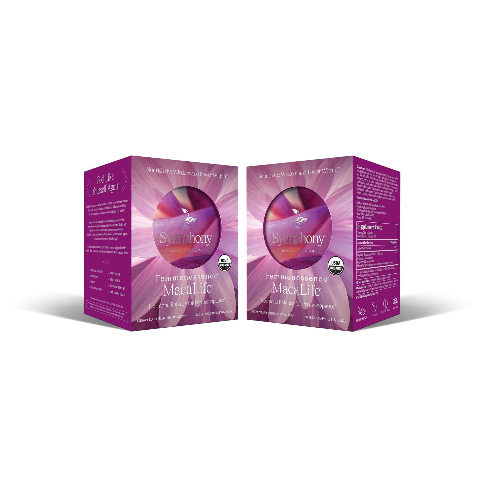 Femmenessence® MacaLife® – Clinically Proven Perimenopausal Supplement for Natural Hormone Balance, Symptom Relief, Heart & Mood Support, Without Added Hormones (240 Capsules, 120 Day Supply) - Medaid International