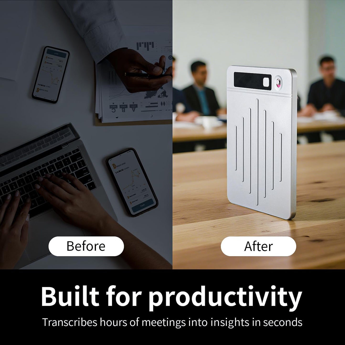 AI Voice Recorder Translator App Control, Transcribe & Summarize with AI Technology, Support Multiple Languages, 64GB, 40H Battery, 10m Pickup, for Lectures, Meetings, Calls, Silver - Medaid International