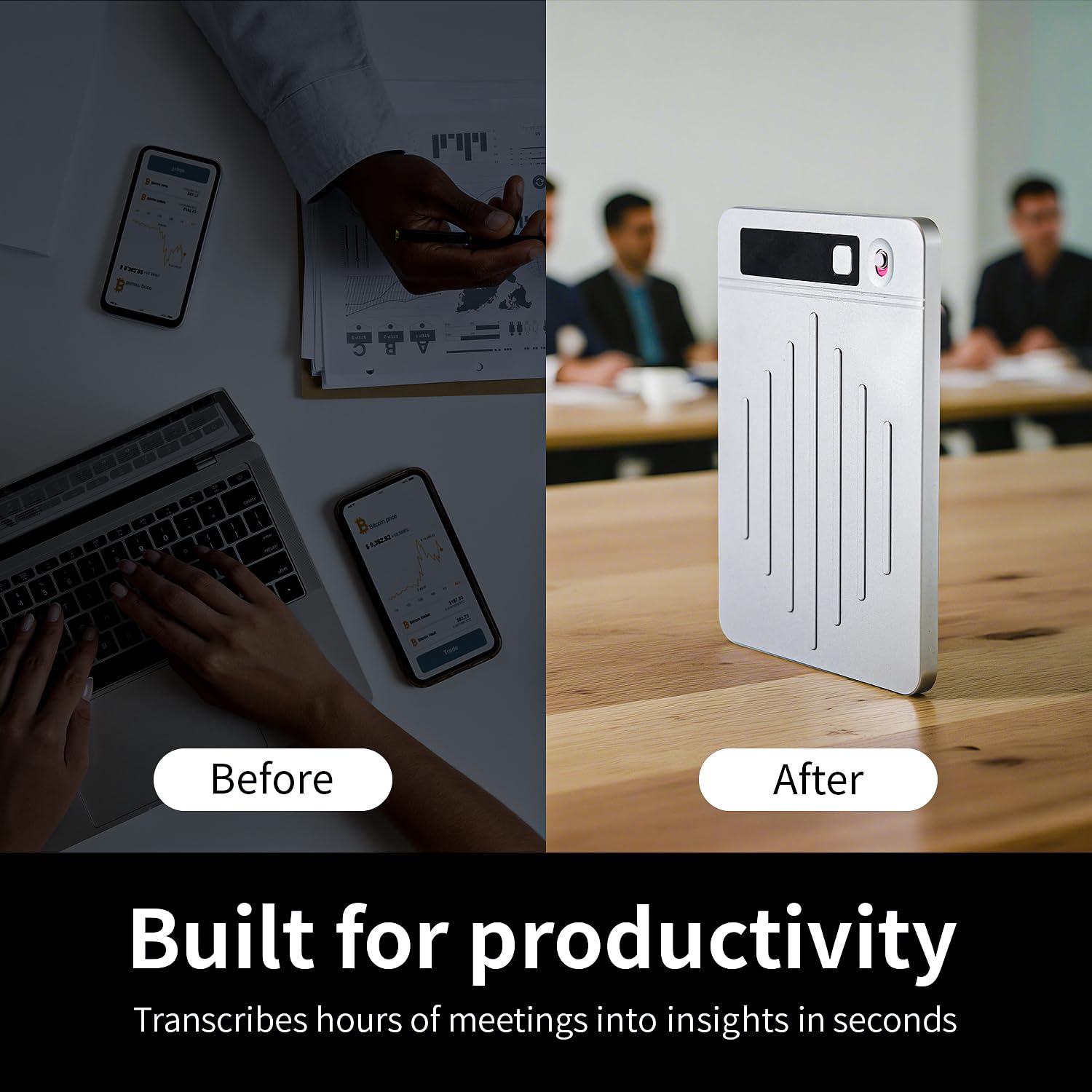 AI Voice Recorder Translator App Control, Transcribe & Summarize with AI Technology, Support Multiple Languages, 64GB, 40H Battery, 10m Pickup, for Lectures, Meetings, Calls, Silver - Medaid International