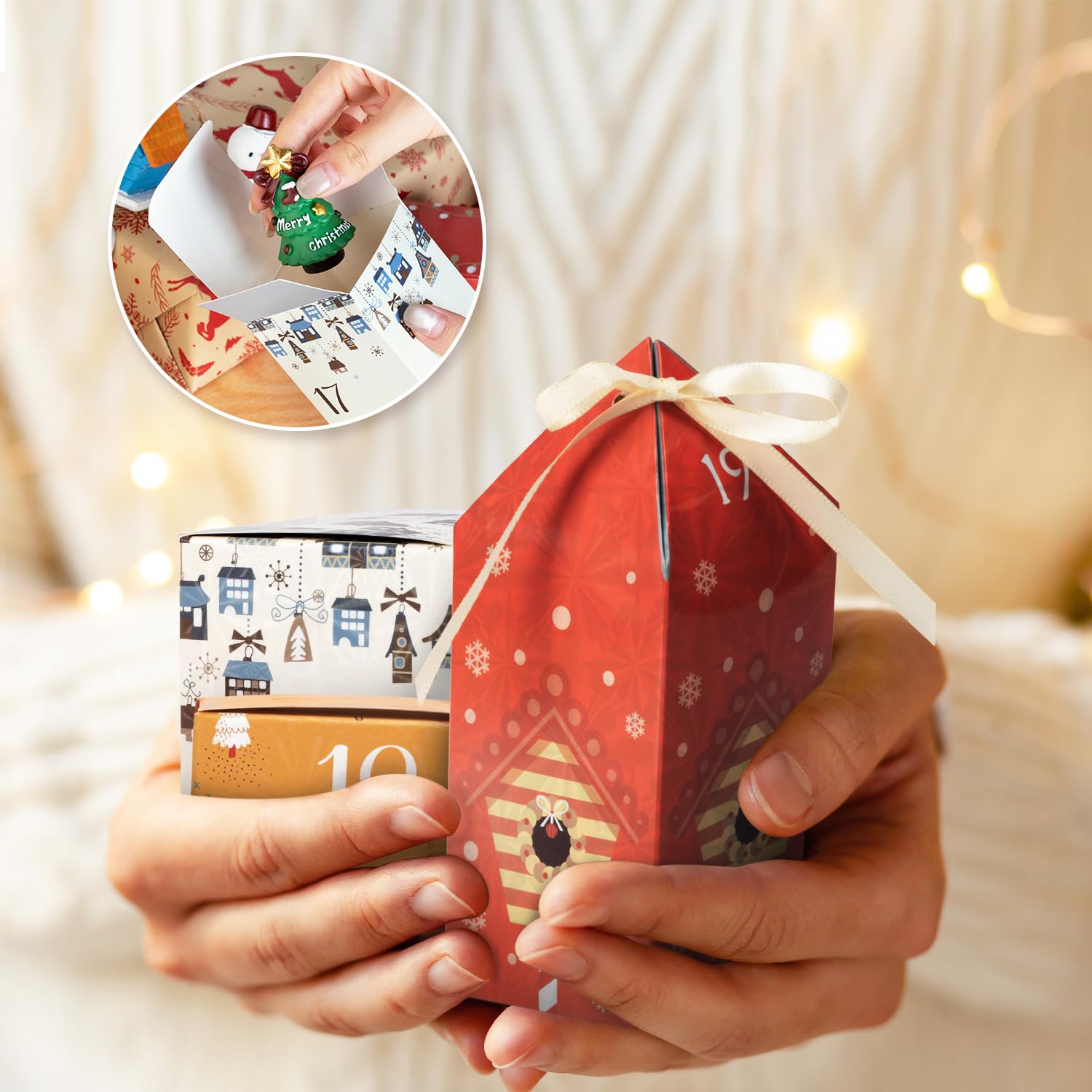 DIY Christmas Advent Calendar Boxes to Fill, 25 Numbered Empty Advent Calendar Houses Boxes, 2025 Countdown Advent Calendars Surprise Gift Boxes for Kids Family Friends, XMAS Holiday Decor -25 Designs - Medaid International