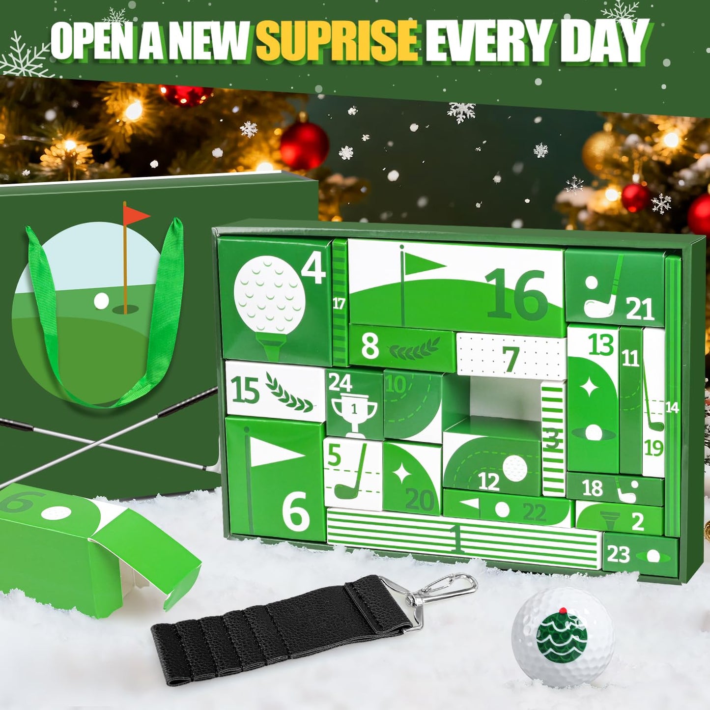 MOVINPE Golf Advent Calendar 2025 for Men Teen Boys, 24 Days of Golf Accessories & Essentials, Christmas Countdown Gifts for Golf Lovers Players Beginners Clubs Markers Score Counter Brush - Medaid International
