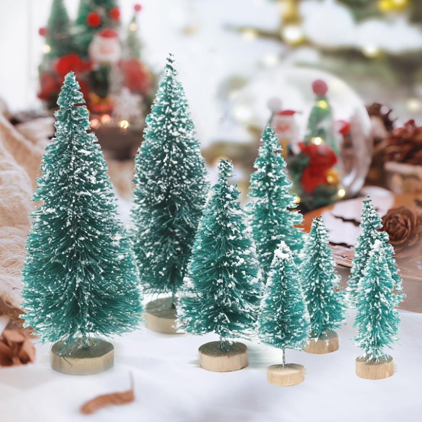 8 Pcs Mini Christmas Trees Artificial Trees with Base for Christmas Decor Party Home Table Decorations - Medaid International