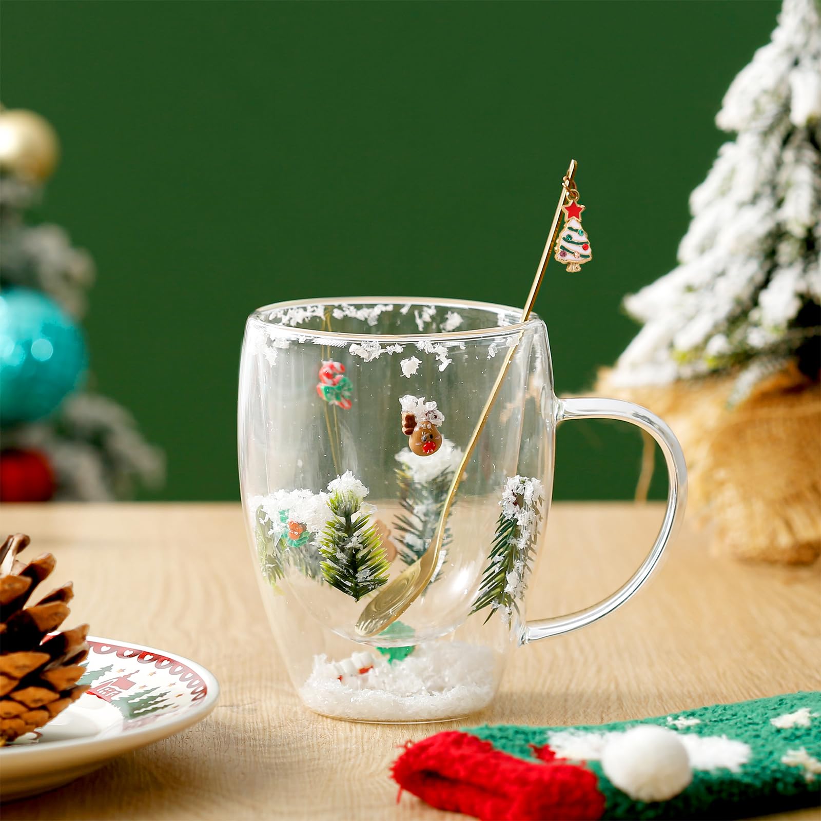 Christmas Gifts For Women Mom Friends Kids Grandma Men Cute Coffee Mugs with Christmas Socks Glass Espresso Tea Cups Kawaii Christmas Stocking Stuffers Decorations Presents Funny White Elephant Gifts - Medaid International