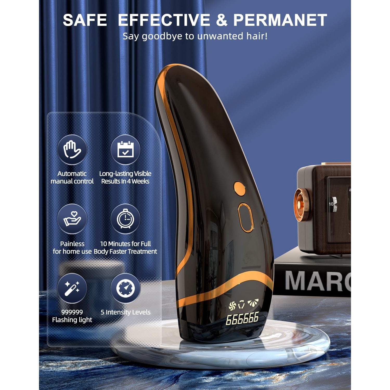 Laser Hair Removal, IPL Hair Removal Permanent for Women and Men, Hair Removal Device 999999 Flashes at-Home for Facial Legs Arms Whole Body Treatment - Medaid International